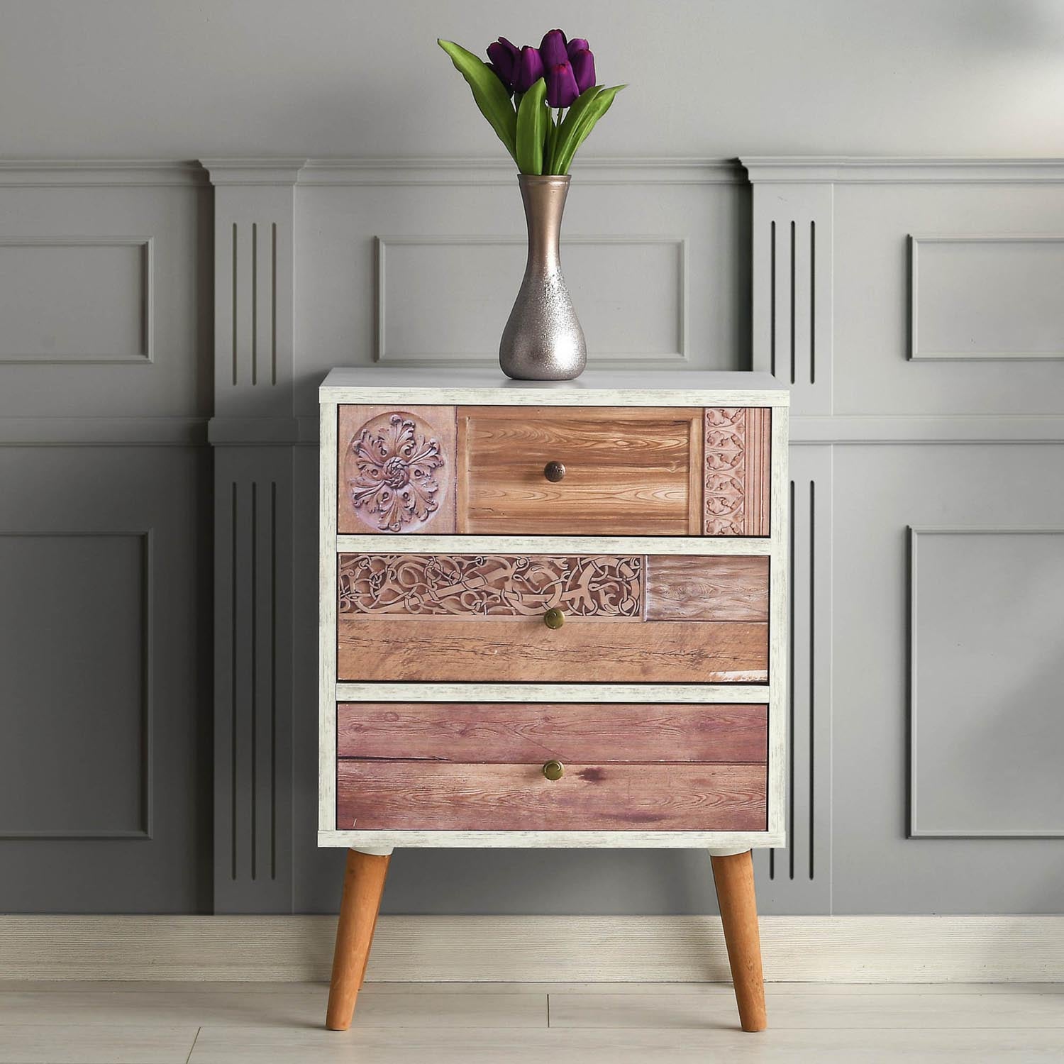 Liza in Weisser Walnuss präsentiert im Onlineshop von KAQTU Design AG. Kommode ist von Hanah Home