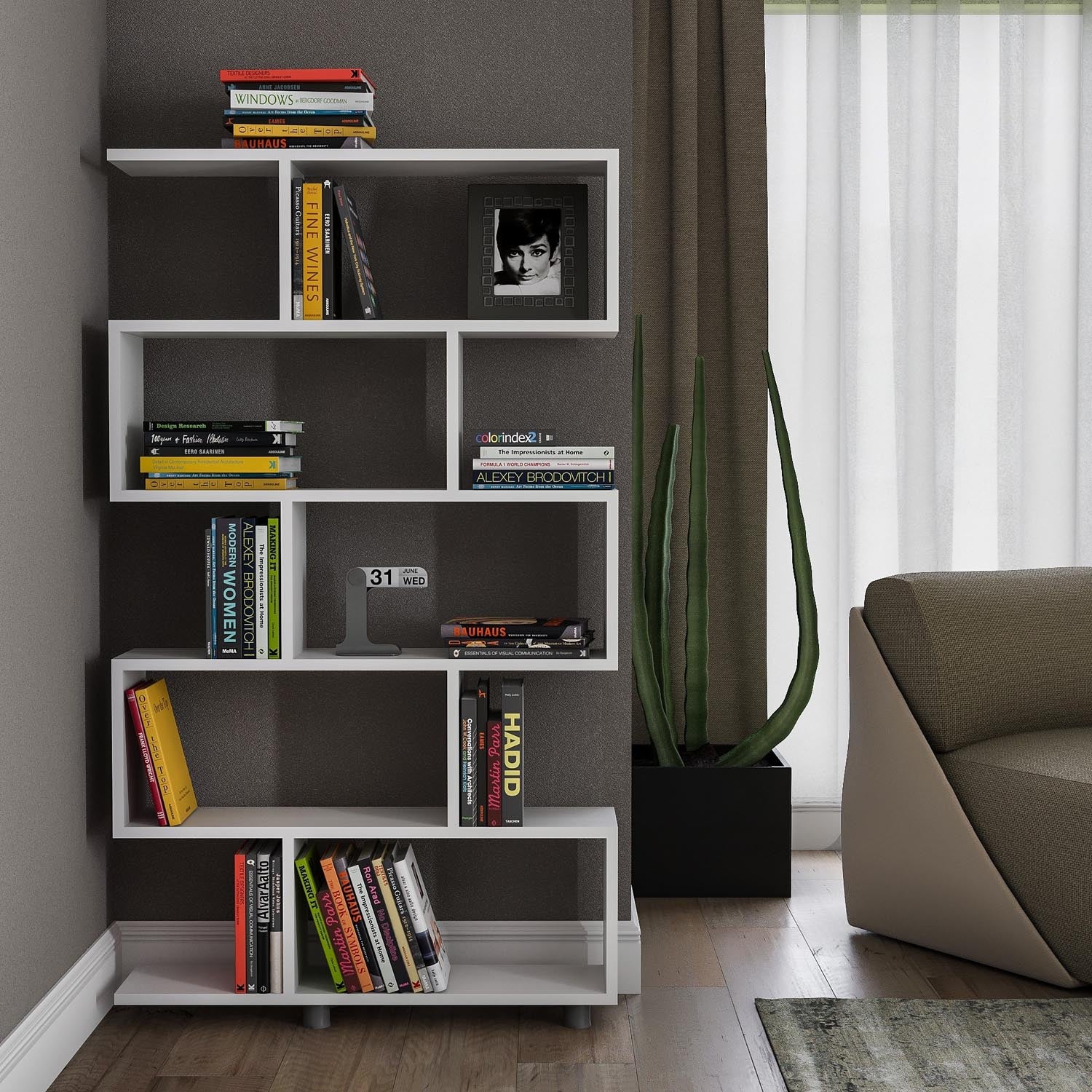 Elif - White in Weiss präsentiert im Onlineshop von KAQTU Design AG. Bücherregal ist von Hanah Home