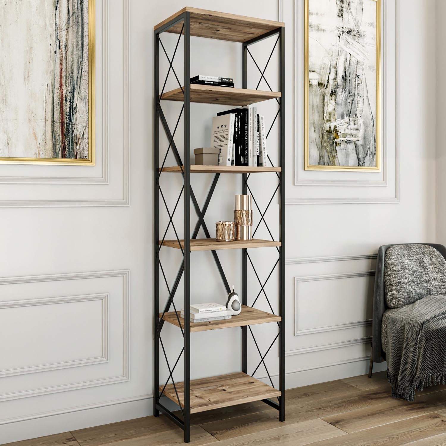 Suadiye in Atlantische Kiefer Schwarz präsentiert im Onlineshop von KAQTU Design AG. Bücherregal ist von Hanah Home