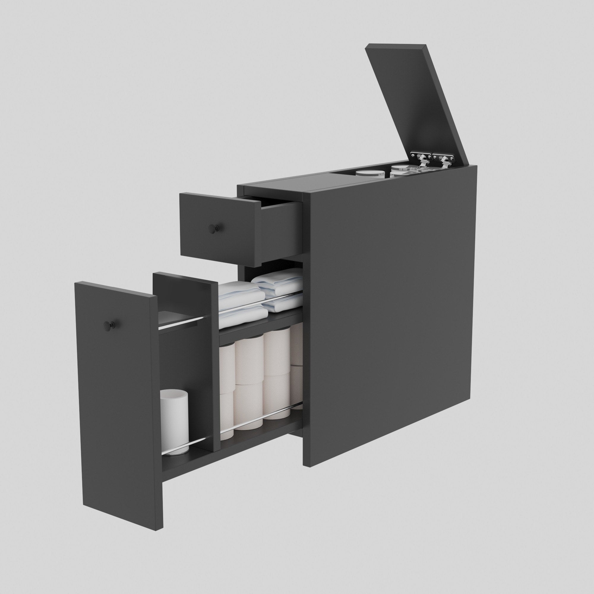 Calencia - Anthracite in Anthrazit präsentiert im Onlineshop von KAQTU Design AG. Kommode ist von Hanah Home