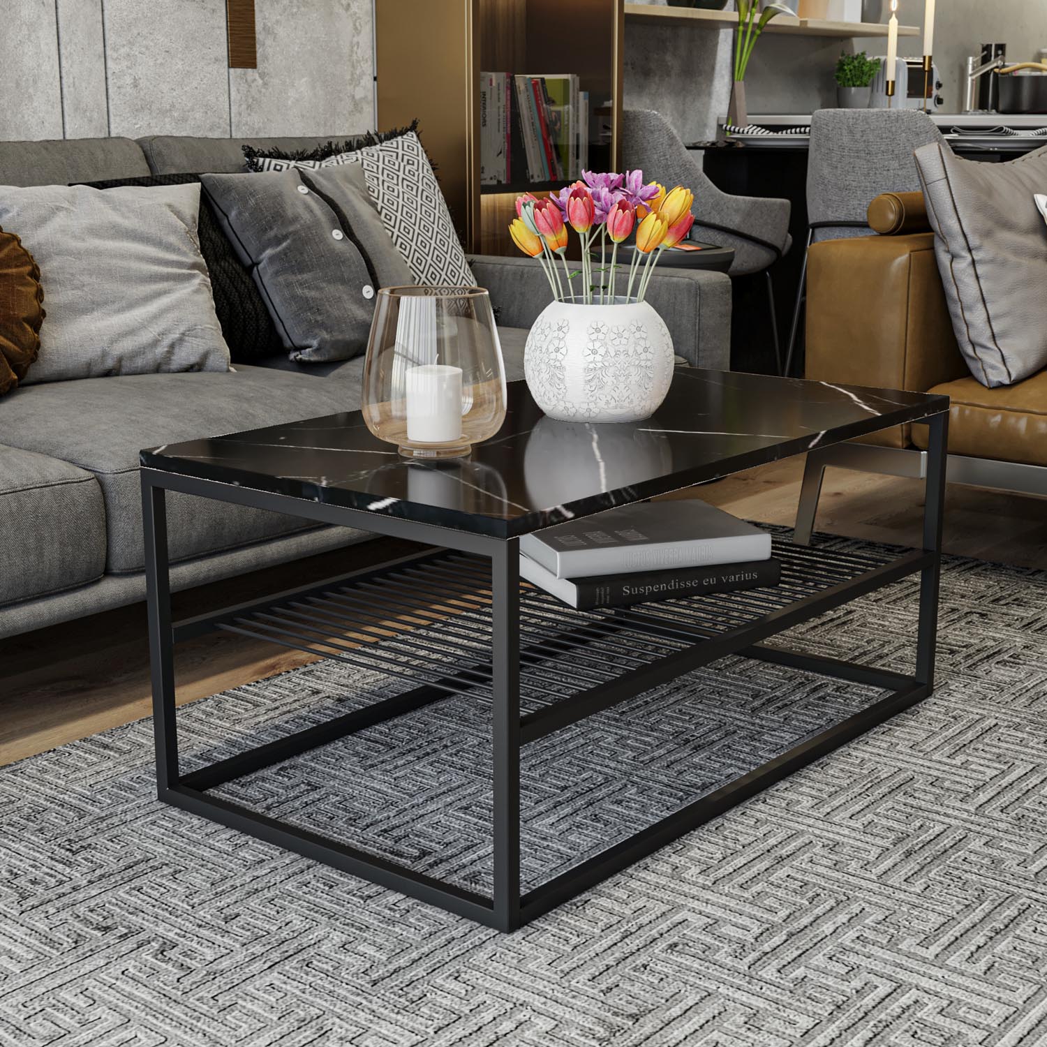 Asude - Black in Schwarz präsentiert im Onlineshop von KAQTU Design AG. Beistelltisch ist von Hanah Home