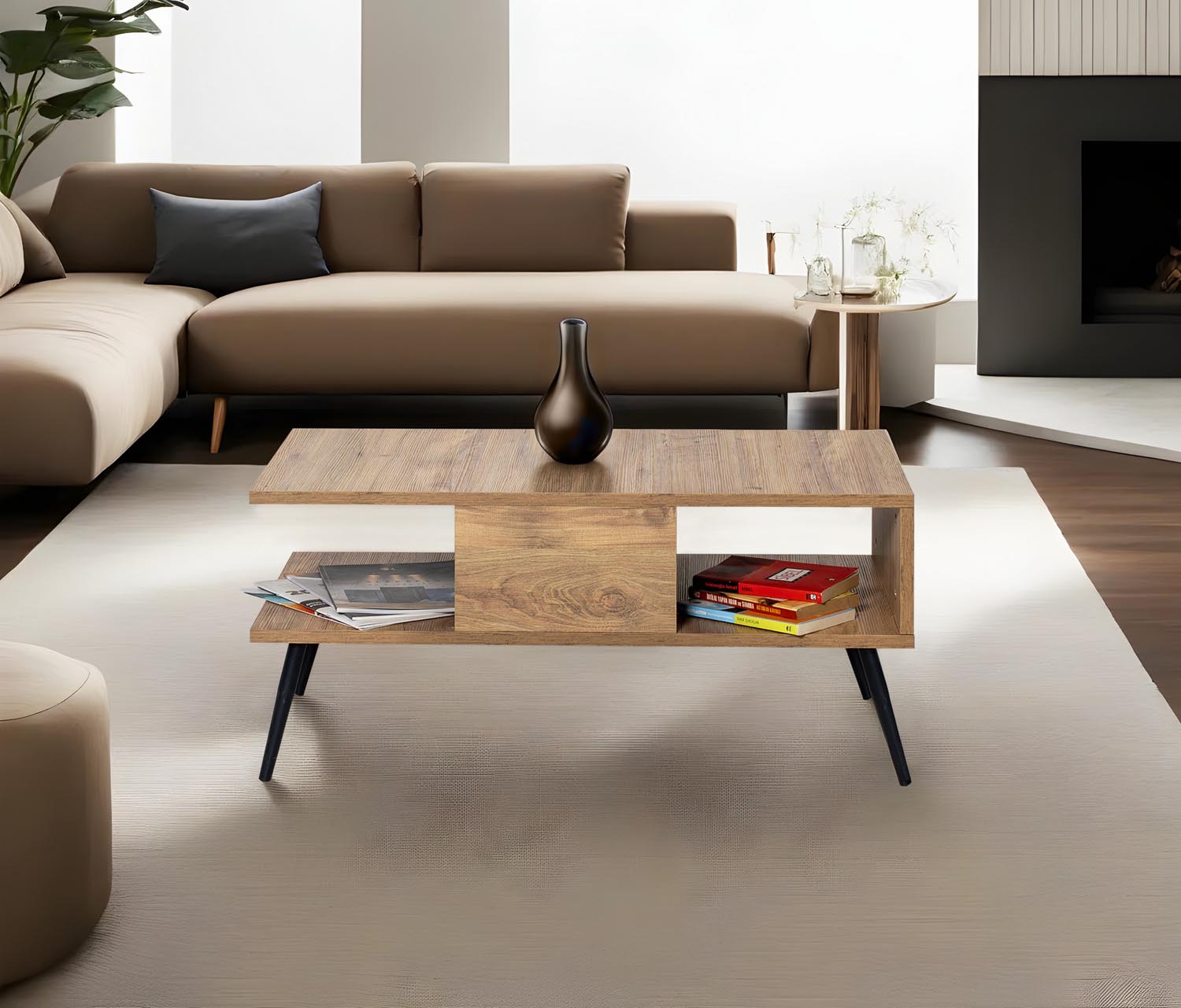 Bukle in Atlantische Kiefer Schwarz präsentiert im Onlineshop von KAQTU Design AG. Beistelltisch ist von Hanah Home