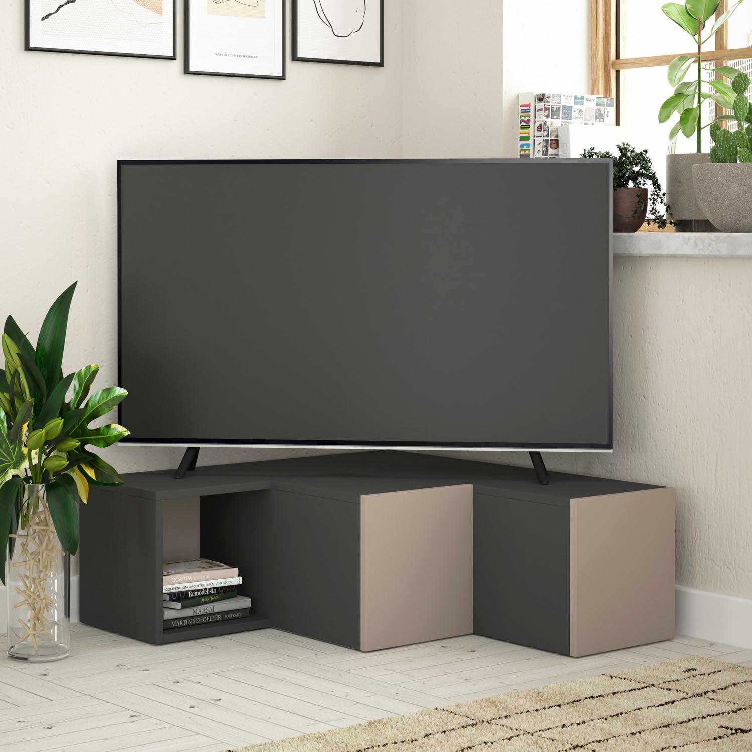 Compact - Anthracite, Light Mocha in Anthrazit Lichtbraun präsentiert im Onlineshop von KAQTU Design AG. Sideboard ist von Hanah Home