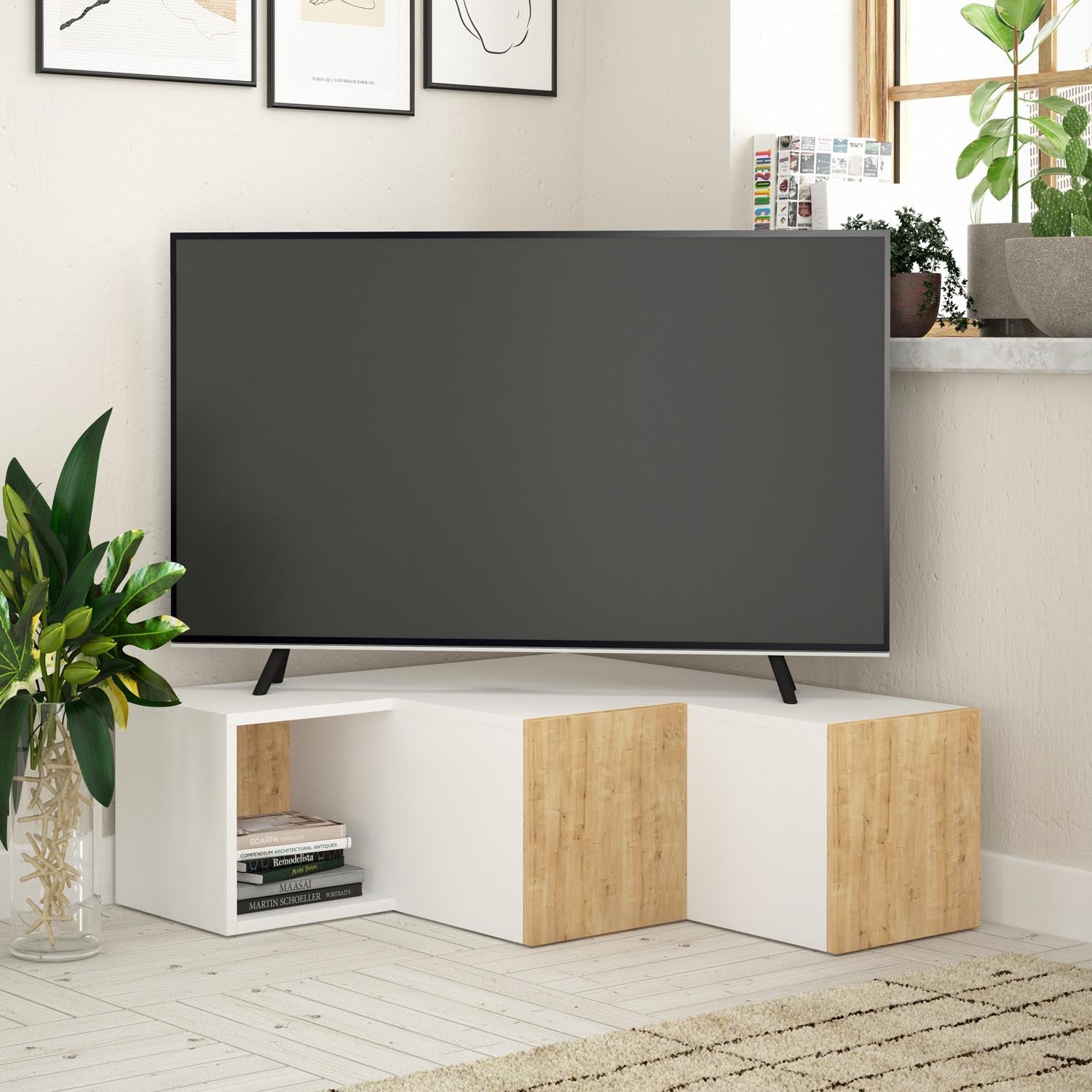 Compact - White, Oak in Weisseiche präsentiert im Onlineshop von KAQTU Design AG. Sideboard ist von Hanah Home