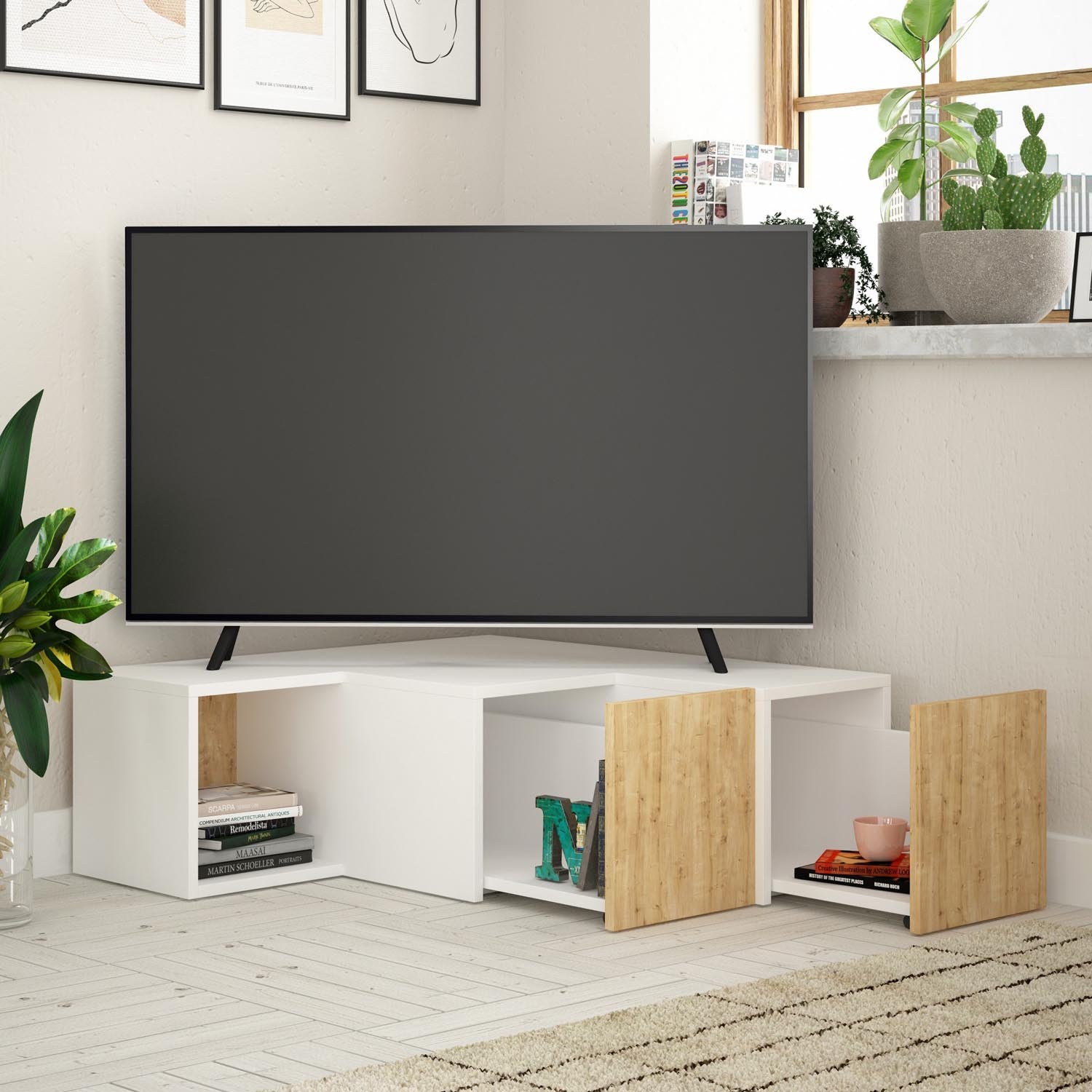 Compact - White, Oak in Weisseiche präsentiert im Onlineshop von KAQTU Design AG. Sideboard ist von Hanah Home