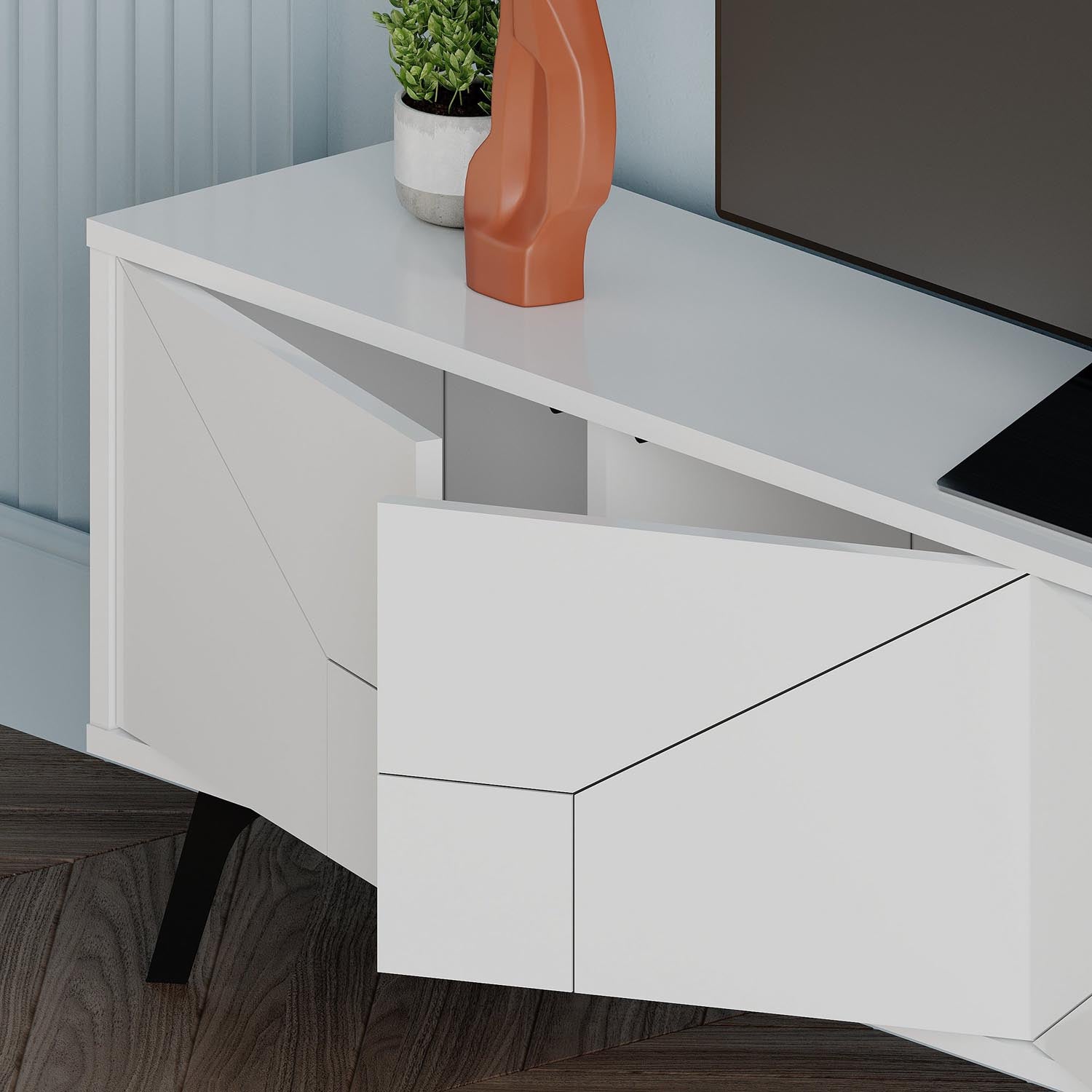Dune - White in Weiss präsentiert im Onlineshop von KAQTU Design AG. Sideboard ist von Hanah Home
