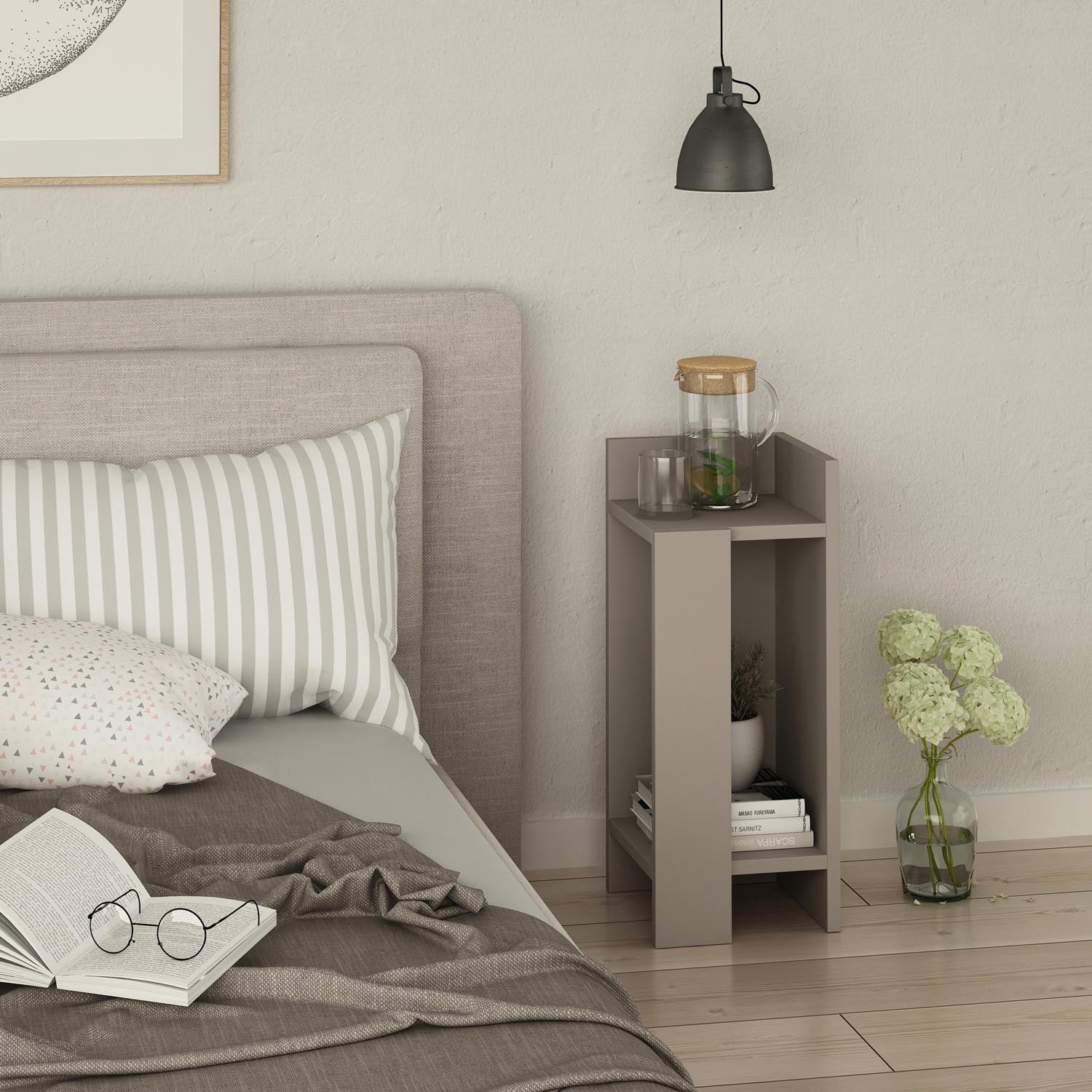 Elos Right - Light Mocha in Helles Mocha präsentiert im Onlineshop von KAQTU Design AG. Nachttisch ist von Hanah Home