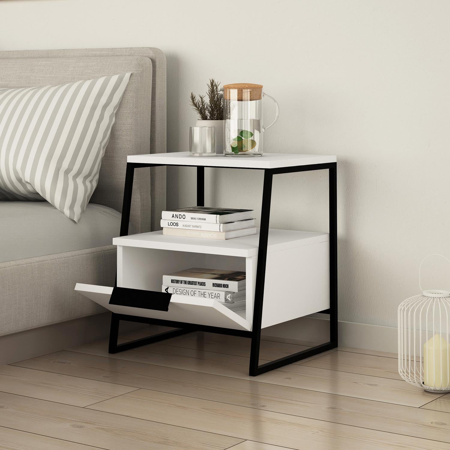 Pal - White in Weiss präsentiert im Onlineshop von KAQTU Design AG. Nachttisch ist von Hanah Home