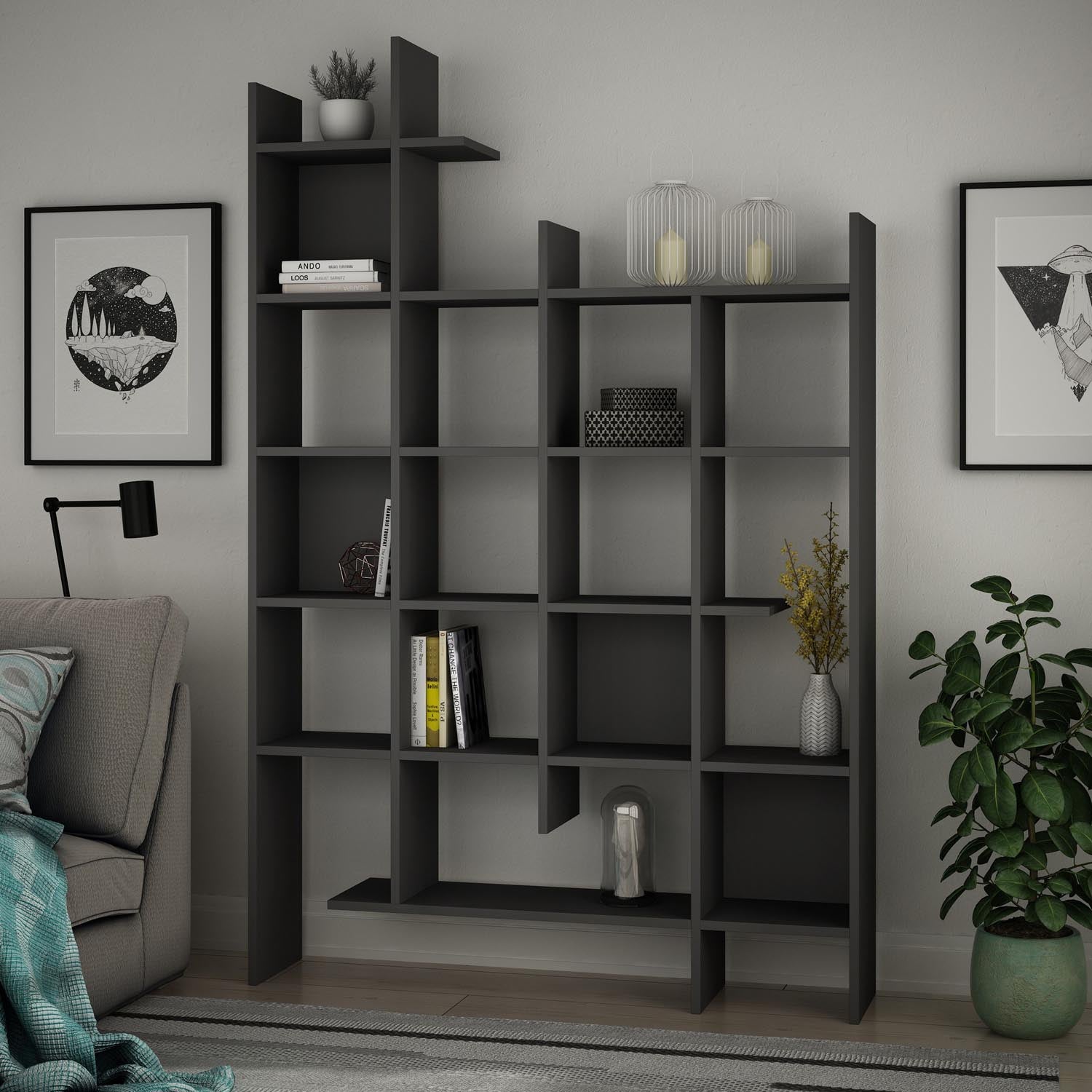 Manco - Anhracite in Anthrazit präsentiert im Onlineshop von KAQTU Design AG. Bücherregal ist von Hanah Home