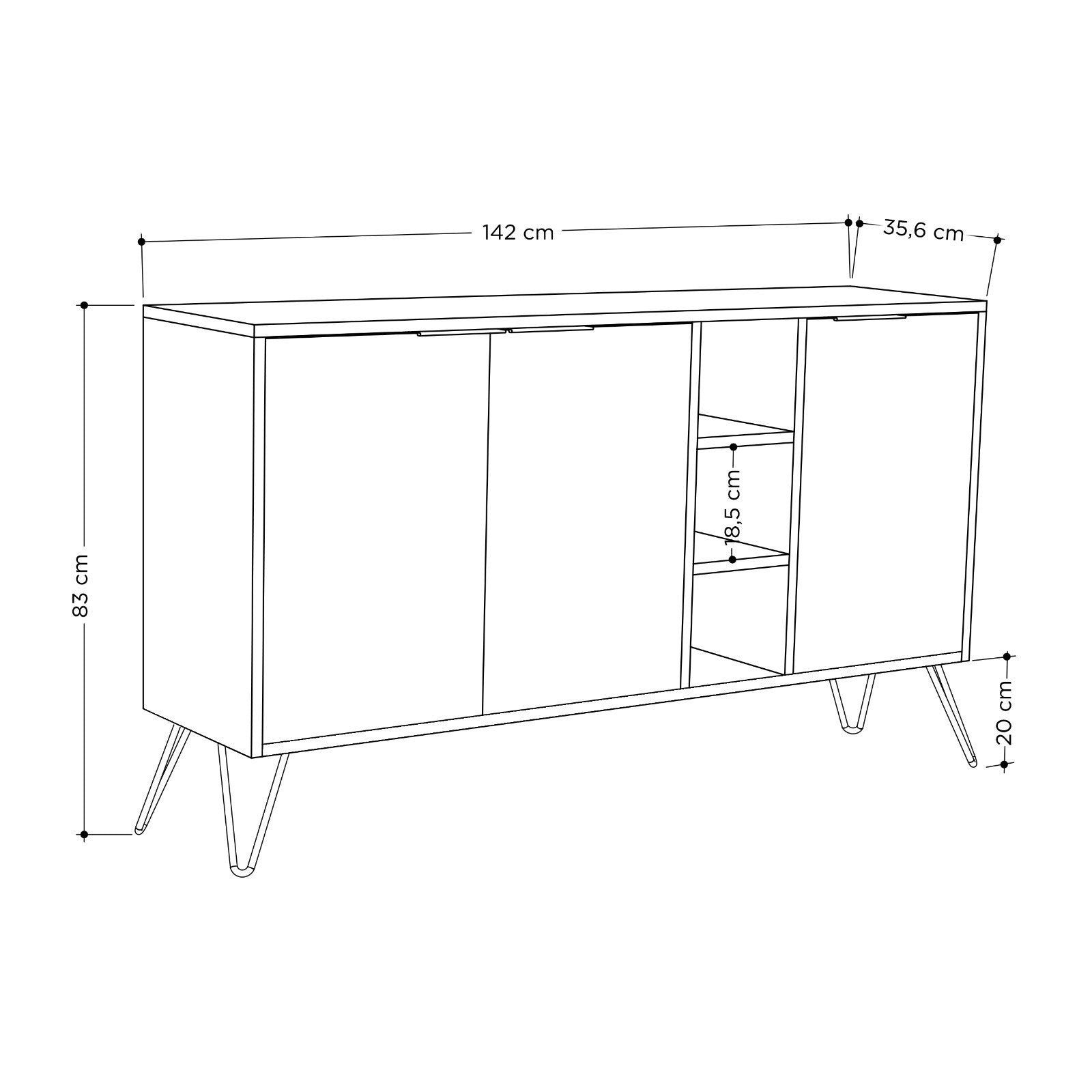 Clara Console - Anthracite, Light Mocha in Anthrazit Lichtbraun präsentiert im Onlineshop von KAQTU Design AG. High-Sideboard ist von Hanah Home