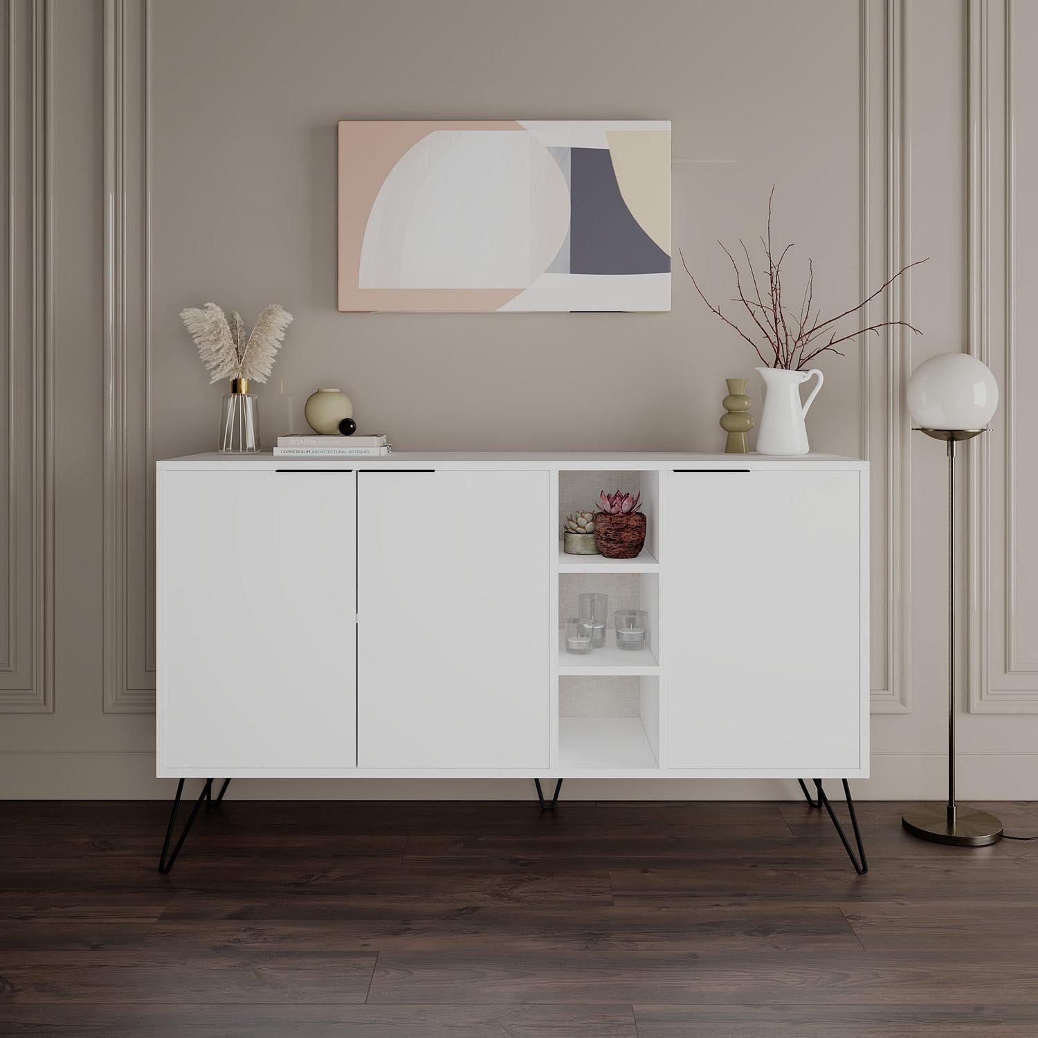 Clara - White in Weiss präsentiert im Onlineshop von KAQTU Design AG. High-Sideboard ist von Hanah Home