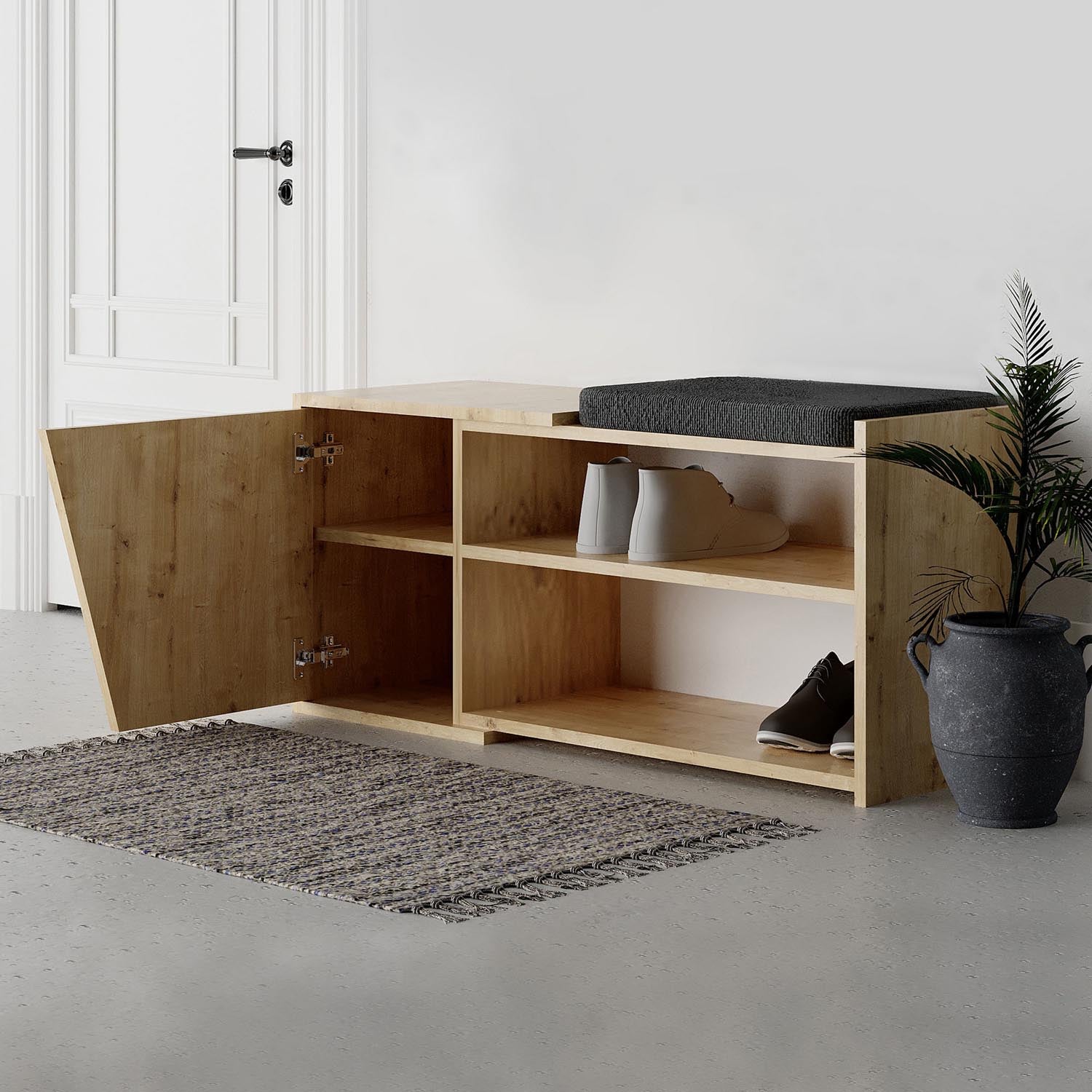 Fiona - Oak in Eiche präsentiert im Onlineshop von KAQTU Design AG. Schuhschrank ist von Hanah Home