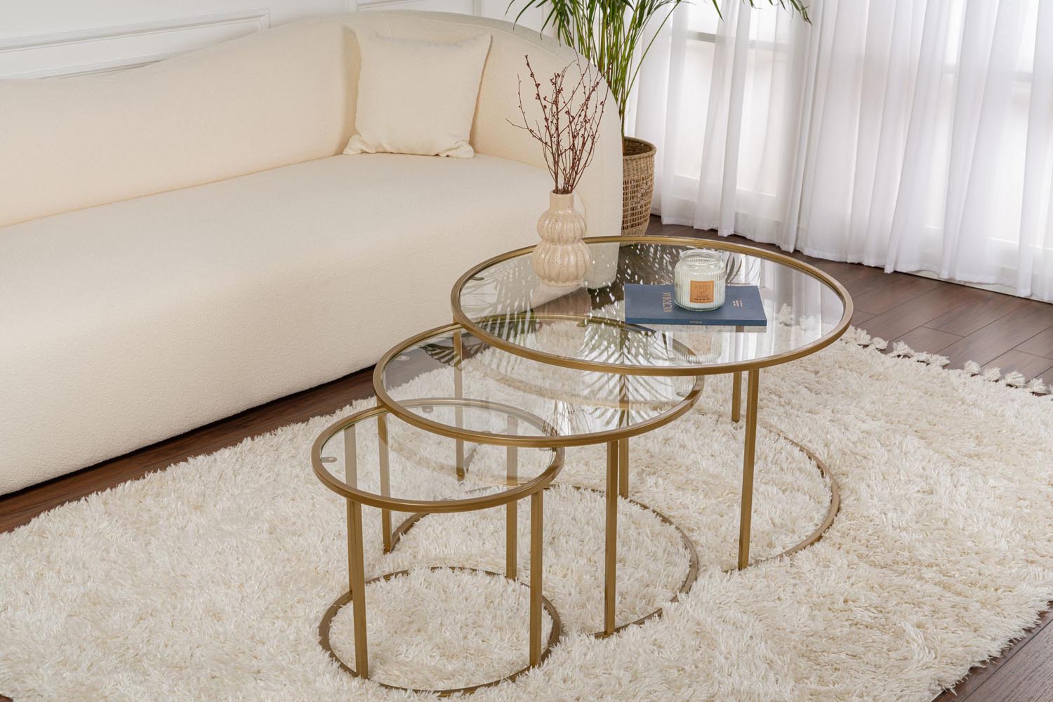 Aurum - 80, 60, 42 - Gold, Transparent in Gold Transparent präsentiert im Onlineshop von KAQTU Design AG. Beistelltisch ist von Nordure