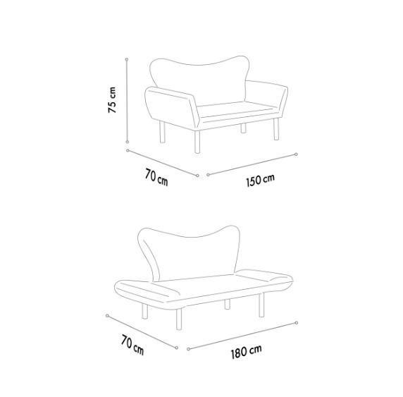 Chatto Bettsofa - Schwarz in Schwarz präsentiert im Onlineshop von KAQTU Design AG. Bettsofa ist von Atelier Del Sofa