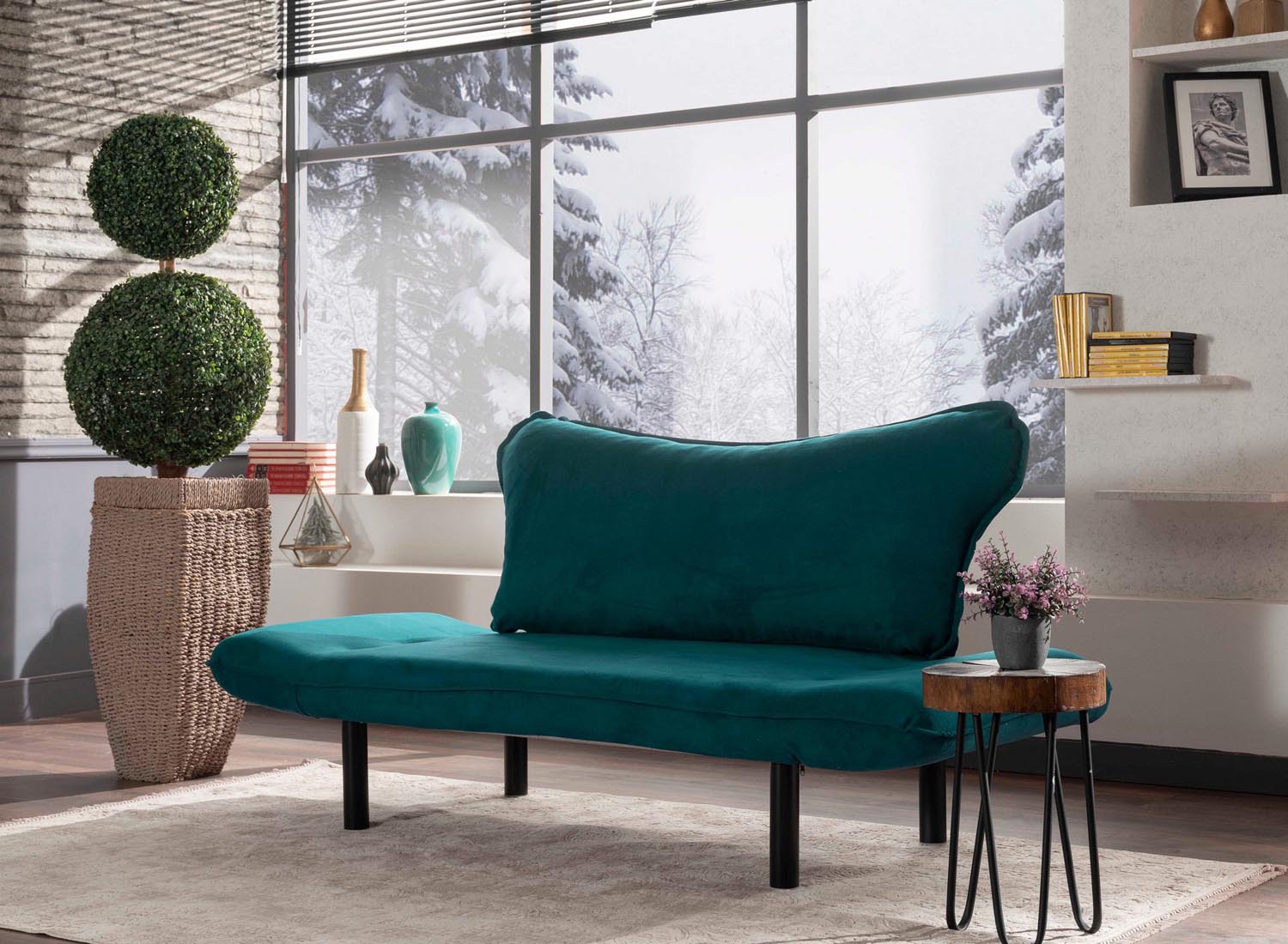 Chatto - Petrol Blue in Petrol Blau präsentiert im Onlineshop von KAQTU Design AG. Bettsofa ist von Atelier Del Sofa