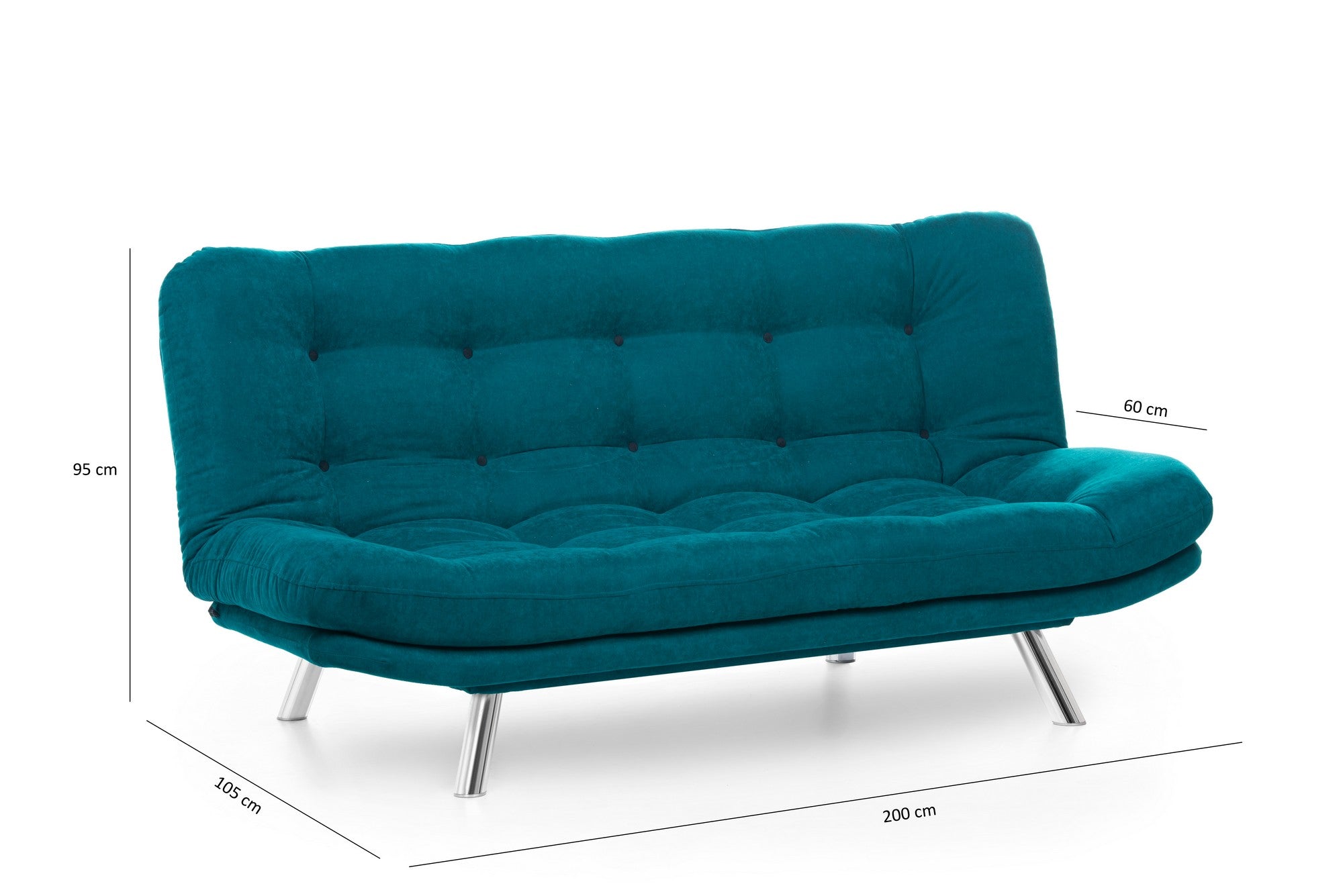 Misa Sofabed - Petrol Green in Petrolgrün präsentiert im Onlineshop von KAQTU Design AG. Bettsofa ist von Atelier Del Sofa