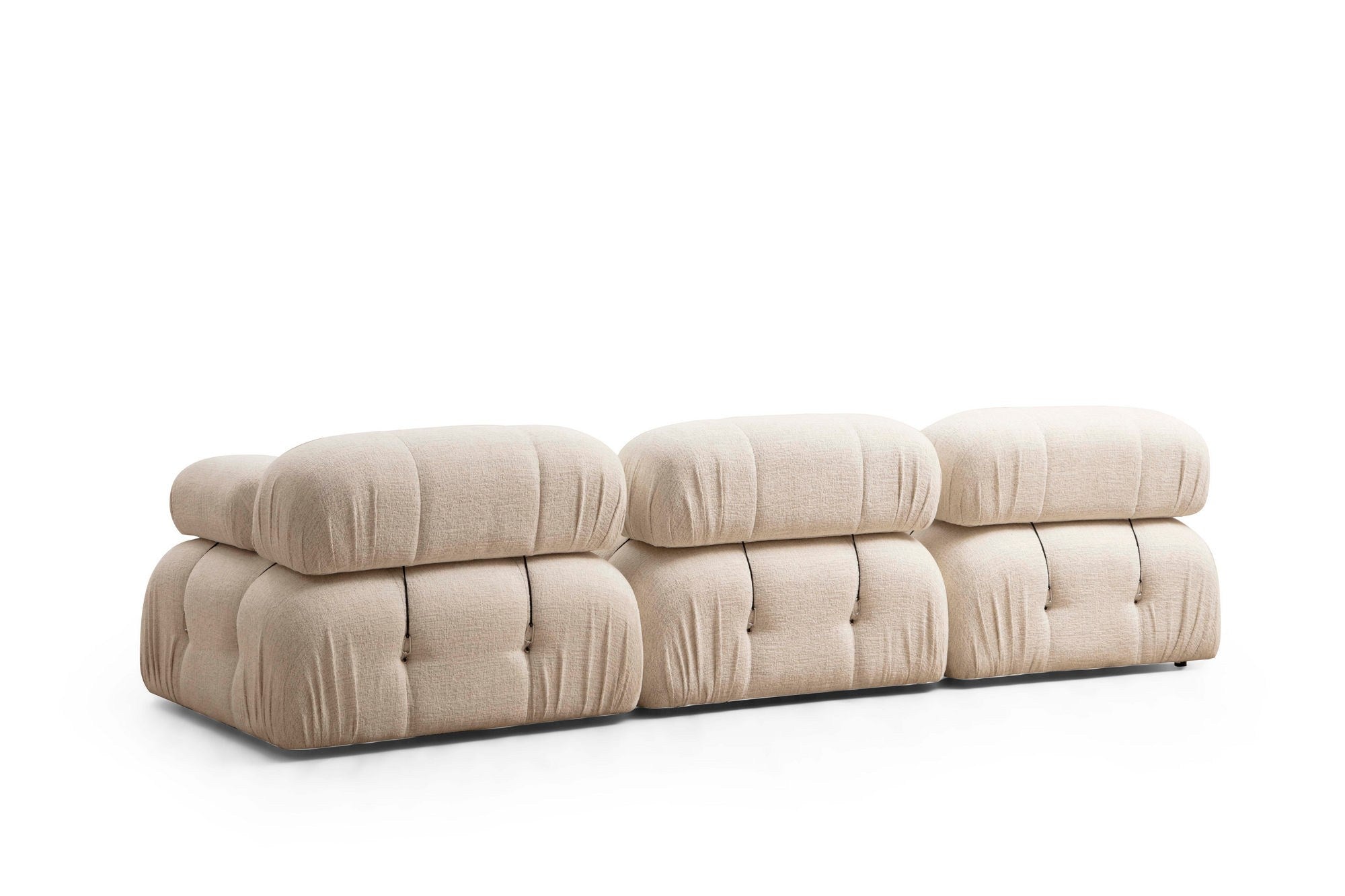 Bubble Cream Bouclette L1-O1-1R-PUF in Sahne präsentiert im Onlineshop von KAQTU Design AG. Ecksofa ist von Atelier Del Sofa