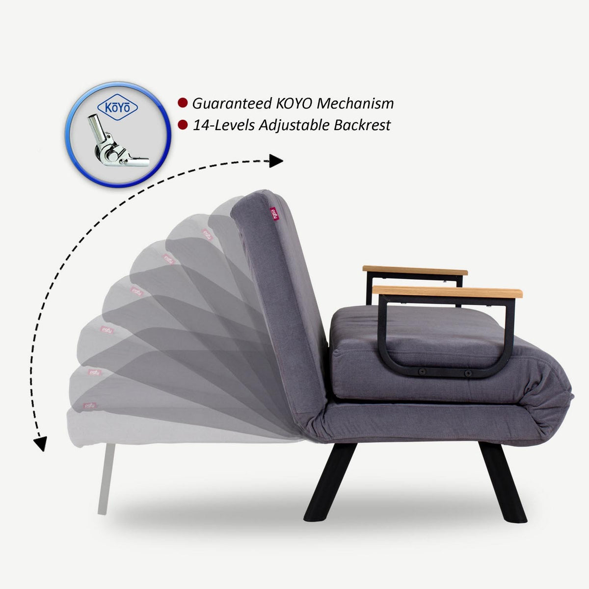 Sando Single Bettsofa - Grau in Grau präsentiert im Onlineshop von KAQTU Design AG. Bettsessel ist von Atelier Del Sofa