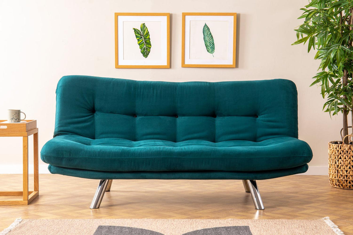 Misa Small Sofabed Bettsofa - Petrolgrün in Petrolgrün präsentiert im Onlineshop von KAQTU Design AG. Bettsofa ist von Atelier Del Sofa