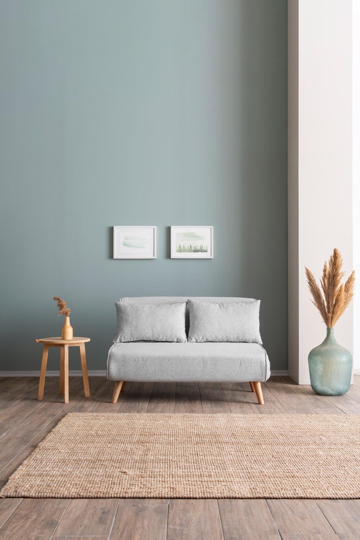 Folde 2-Seater - Teddy Fabric - Grey in Grau präsentiert im Onlineshop von KAQTU Design AG. Bettsofa ist von Atelier Del Sofa