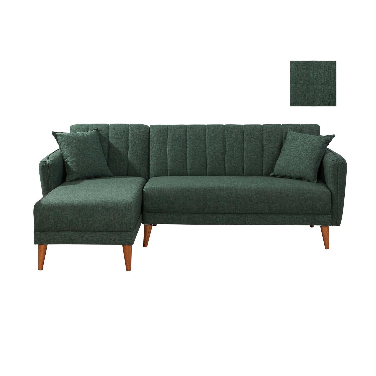 Aqua Corner Left - Dark Green in Dunkelgrün präsentiert im Onlineshop von KAQTU Design AG. Bettsofa ist von Atelier Del Sofa