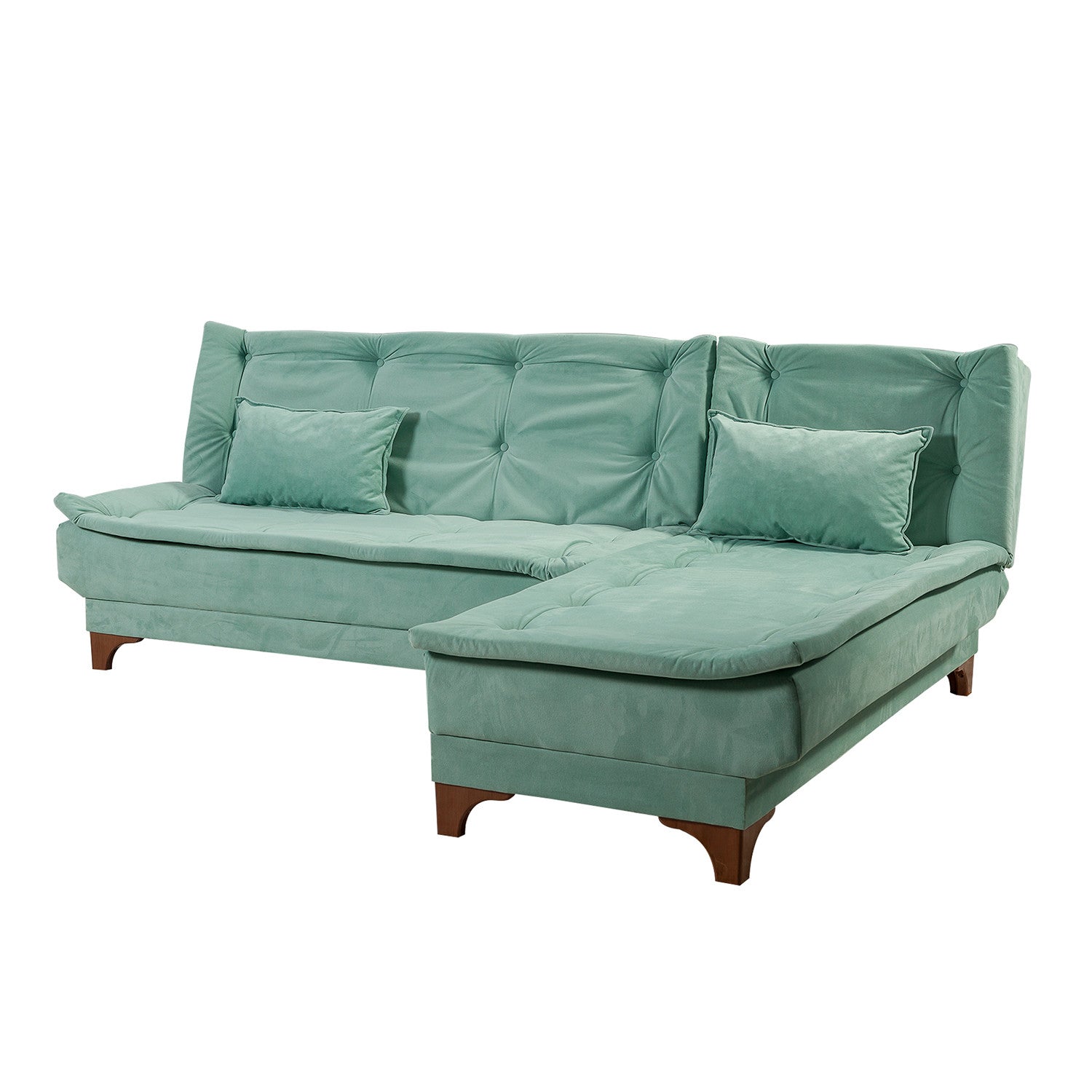Kelebek Corner Right - Sea Green in Meeresgrün präsentiert im Onlineshop von KAQTU Design AG. Bettsofa ist von Atelier Del Sofa