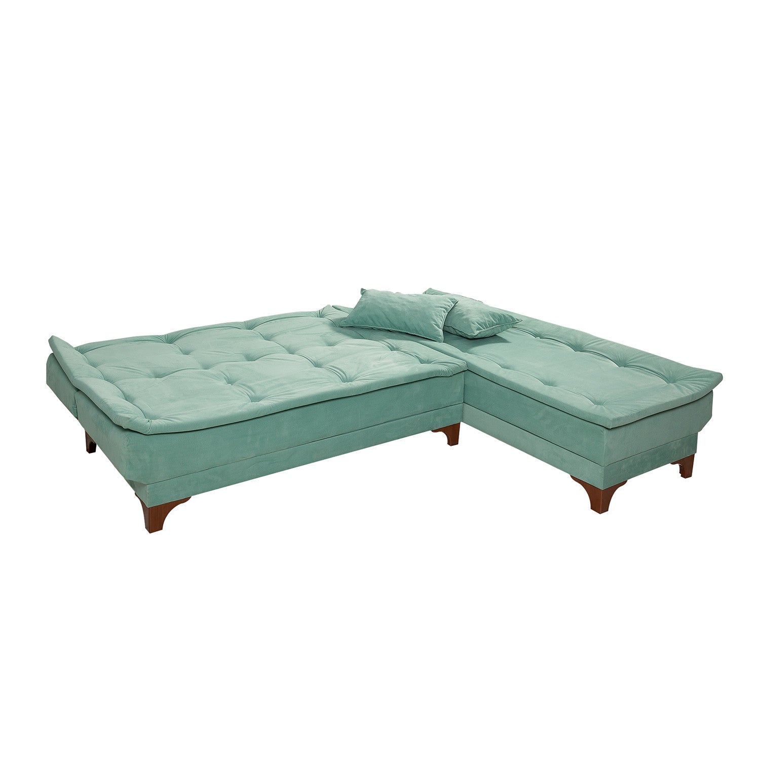 Kelebek Corner Right - Sea Green in Meeresgrün präsentiert im Onlineshop von KAQTU Design AG. Bettsofa ist von Atelier Del Sofa