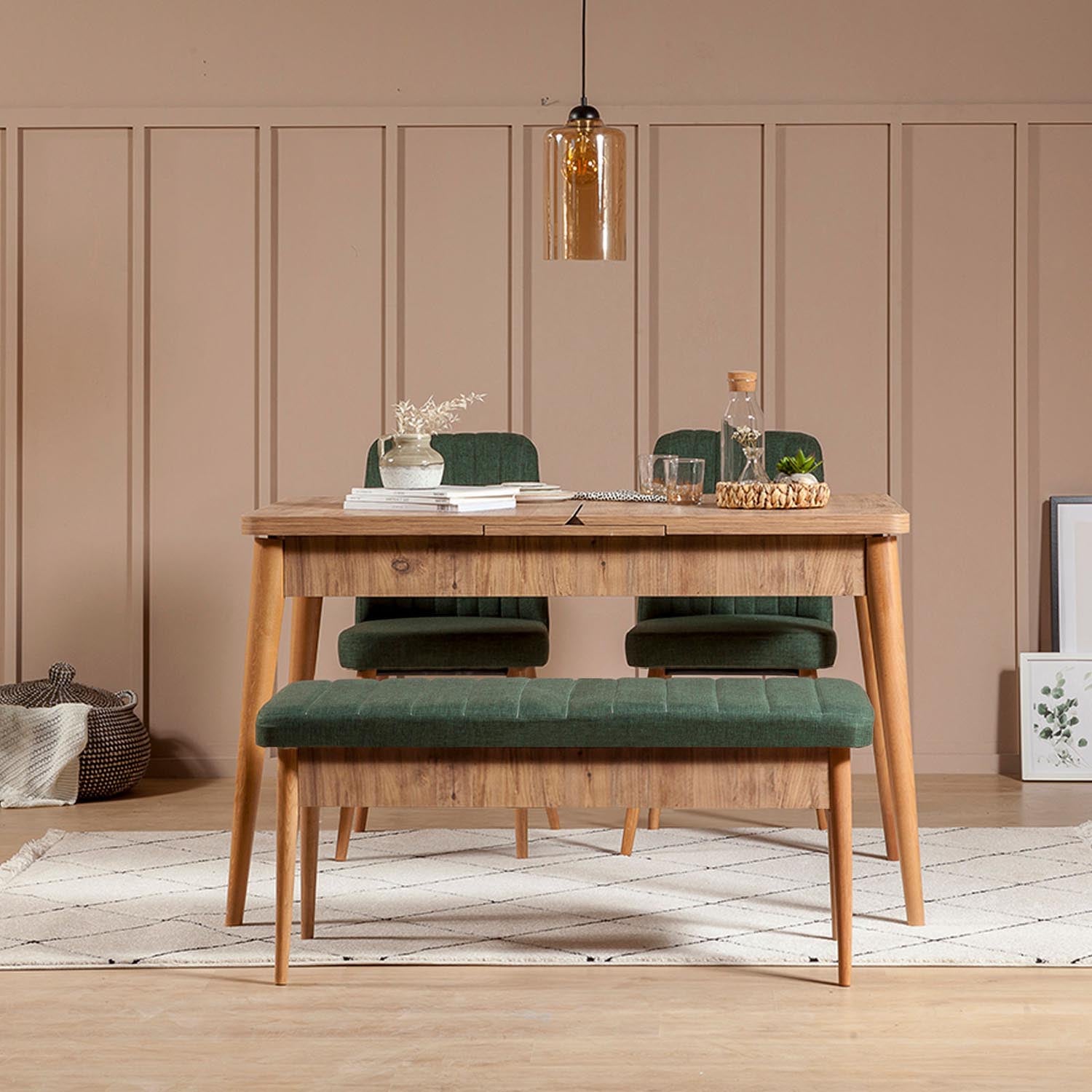 Vina 1070 - Green, Atlantic in Atlantische Kiefer Grün präsentiert im Onlineshop von KAQTU Design AG. Esstisch ist von Hanah Home