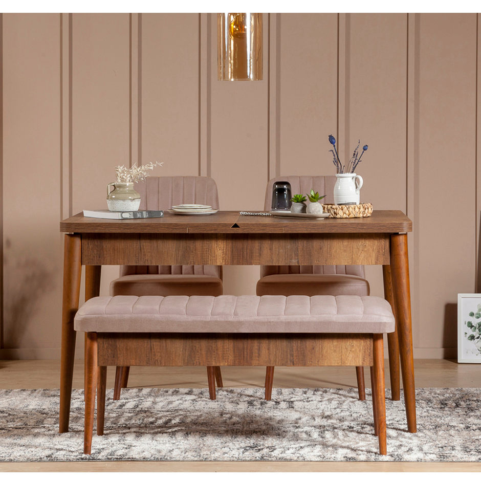 Vina 0900 - Walnut Stone in Walnuss Stein präsentiert im Onlineshop von KAQTU Design AG. Esstisch ist von Hanah Home