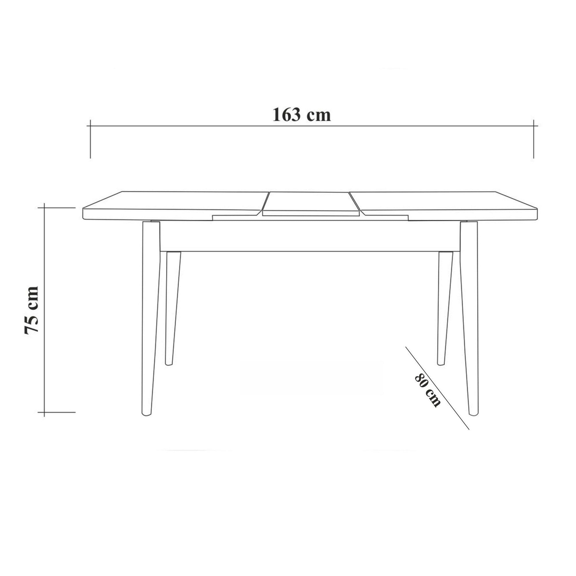 Erleben Sie den Vina 1070 Esstisch von Hanah Home – ein eleganter, ausziehbarer Tisch in atlantischer Kiefer und frischem Grün, ideal für gesellige Anlässe.