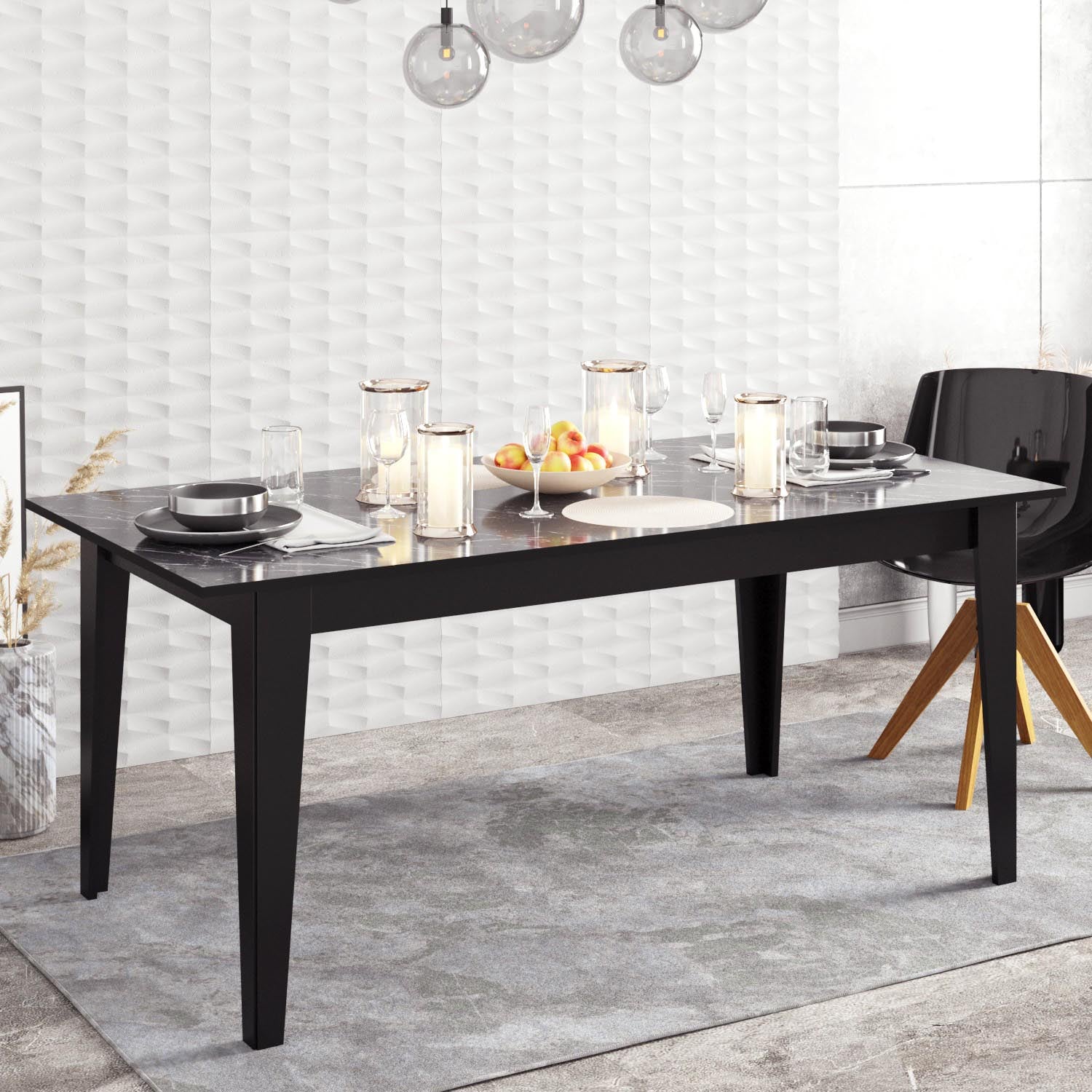 Polka - Black in Schwarz präsentiert im Onlineshop von KAQTU Design AG. Esstisch ist von Hanah Home