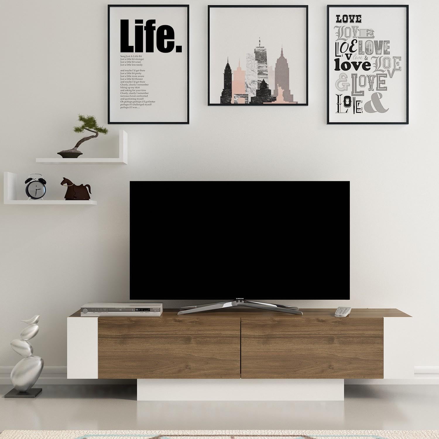 Matera - Walnut, White in Walnuss Weiss präsentiert im Onlineshop von KAQTU Design AG. Sideboard ist von Hanah Home