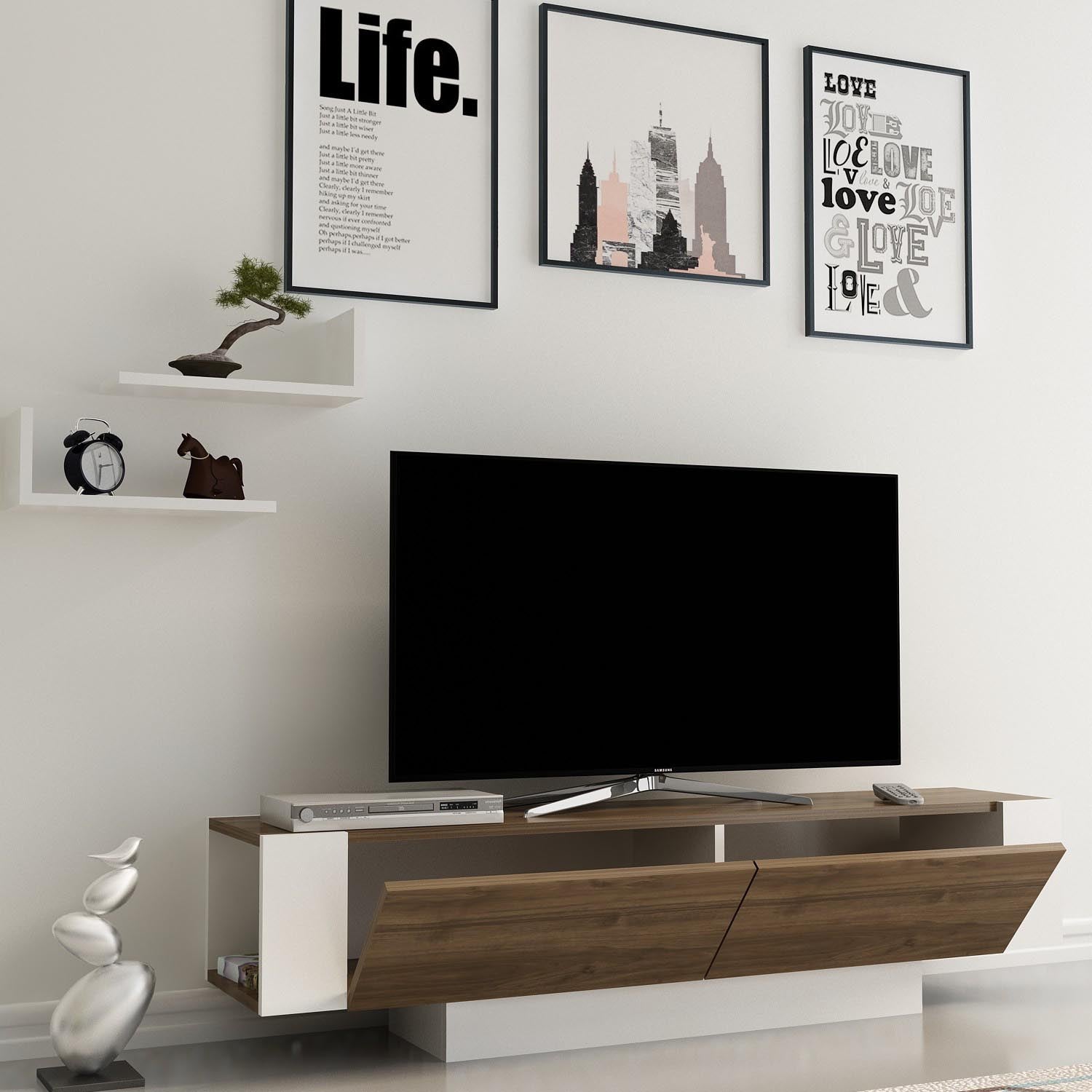 Matera - Walnut, White in Walnuss Weiss präsentiert im Onlineshop von KAQTU Design AG. Sideboard ist von Hanah Home