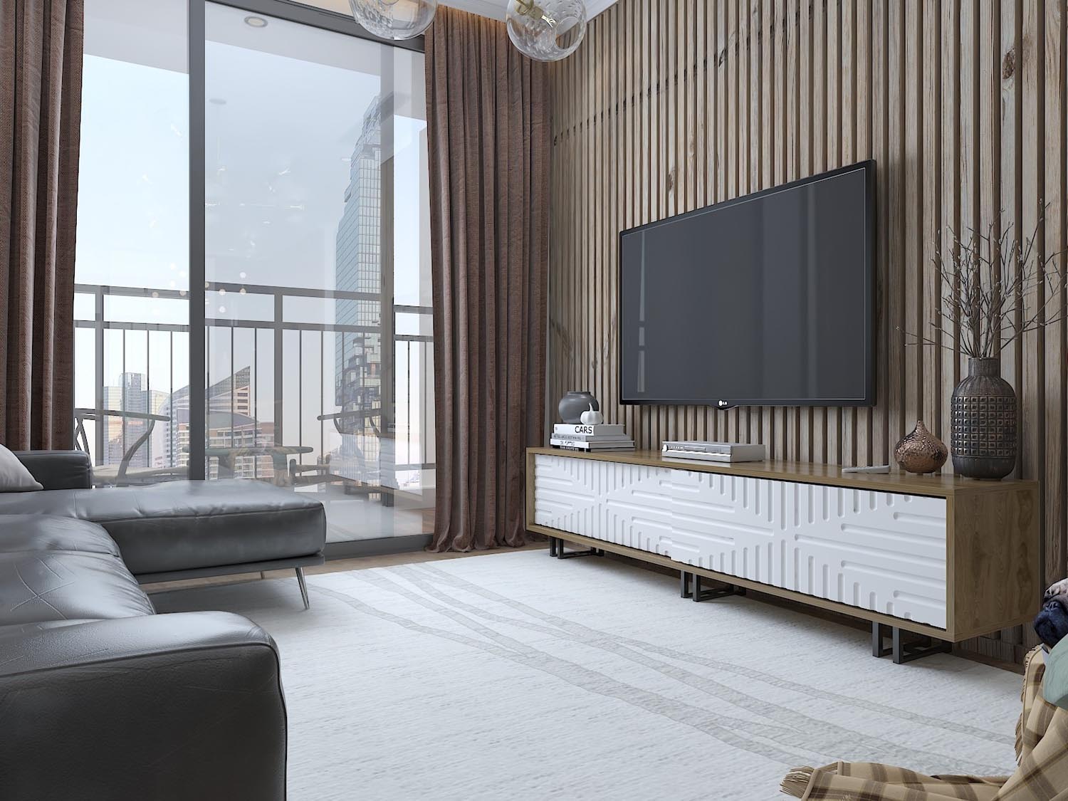 Askal - Ud, White in Eiche Weiss präsentiert im Onlineshop von KAQTU Design AG. Sideboard ist von Hanah Home