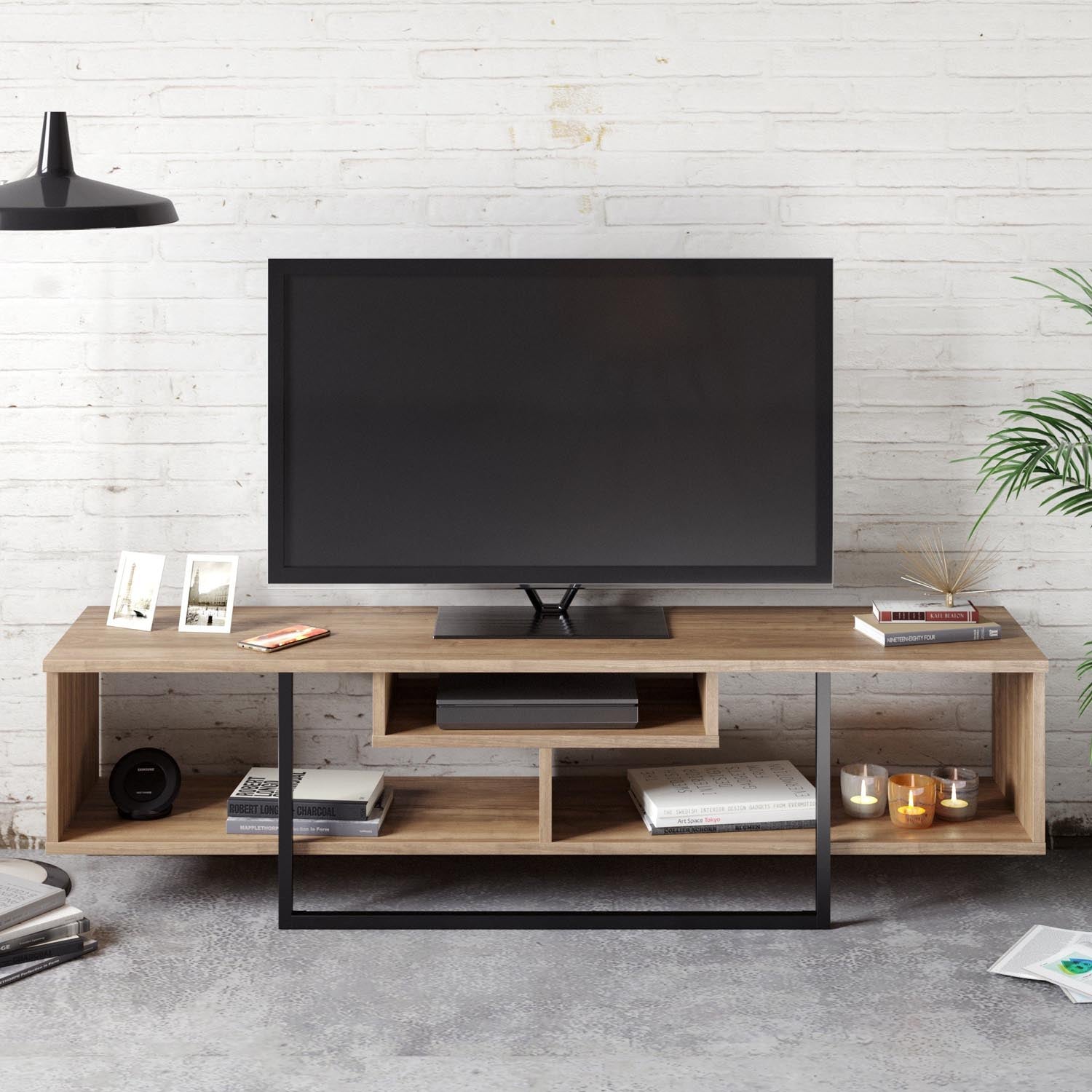 Asal (150) - Walnut, Black in Walnuss Schwarz präsentiert im Onlineshop von KAQTU Design AG. Sideboard ist von Hanah Home