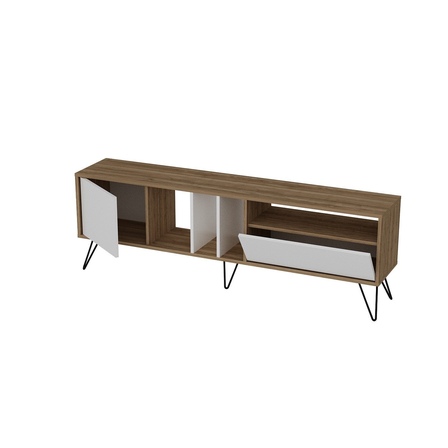 Mistico (180) - Walnut, White in Walnuss Schwarz Weiss präsentiert im Onlineshop von KAQTU Design AG. Sideboard ist von Hanah Home