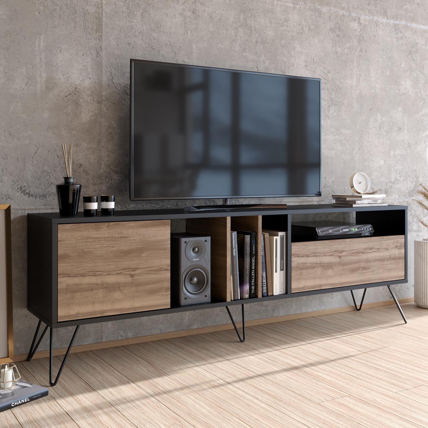 Mistico (180) - Walnut, Black in Walnuss Schwarz präsentiert im Onlineshop von KAQTU Design AG. Sideboard ist von Hanah Home