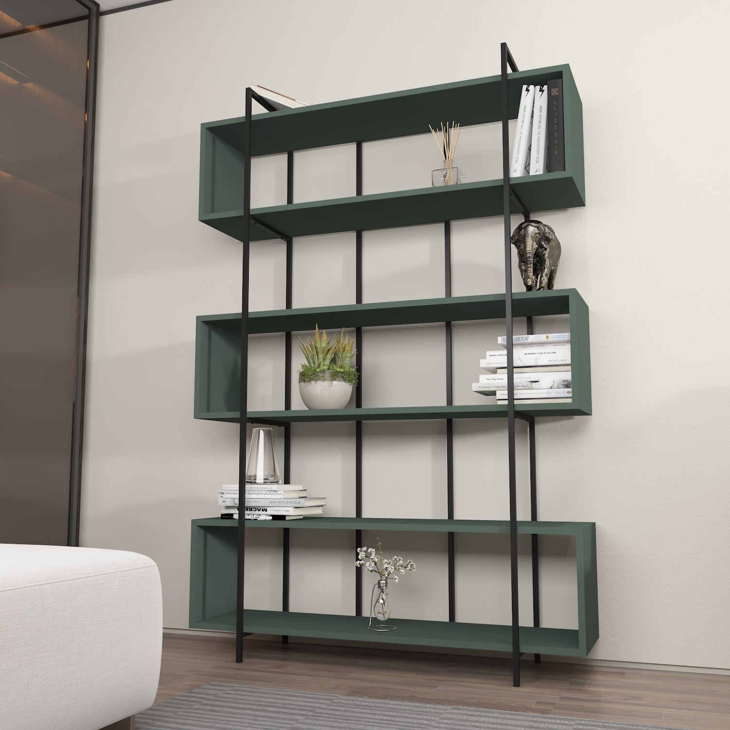 Bruti - Green, Black in Grün
 Schwarz präsentiert im Onlineshop von KAQTU Design AG. Bücherregal ist von Hanah Home
