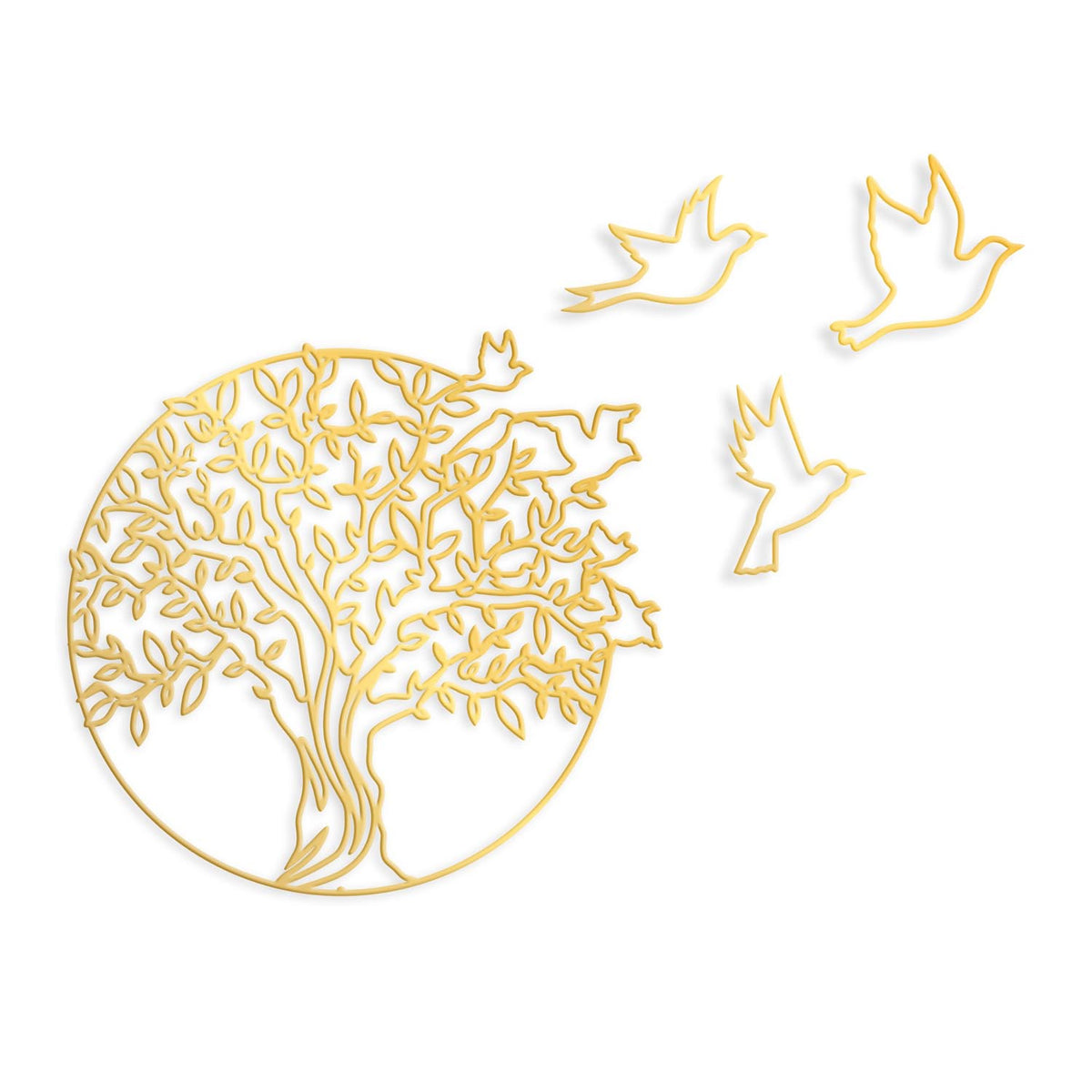 Tree And Birds Wanddeko - Gold in Gold präsentiert im Onlineshop von KAQTU Design AG. Wanddeko ist von Wallity