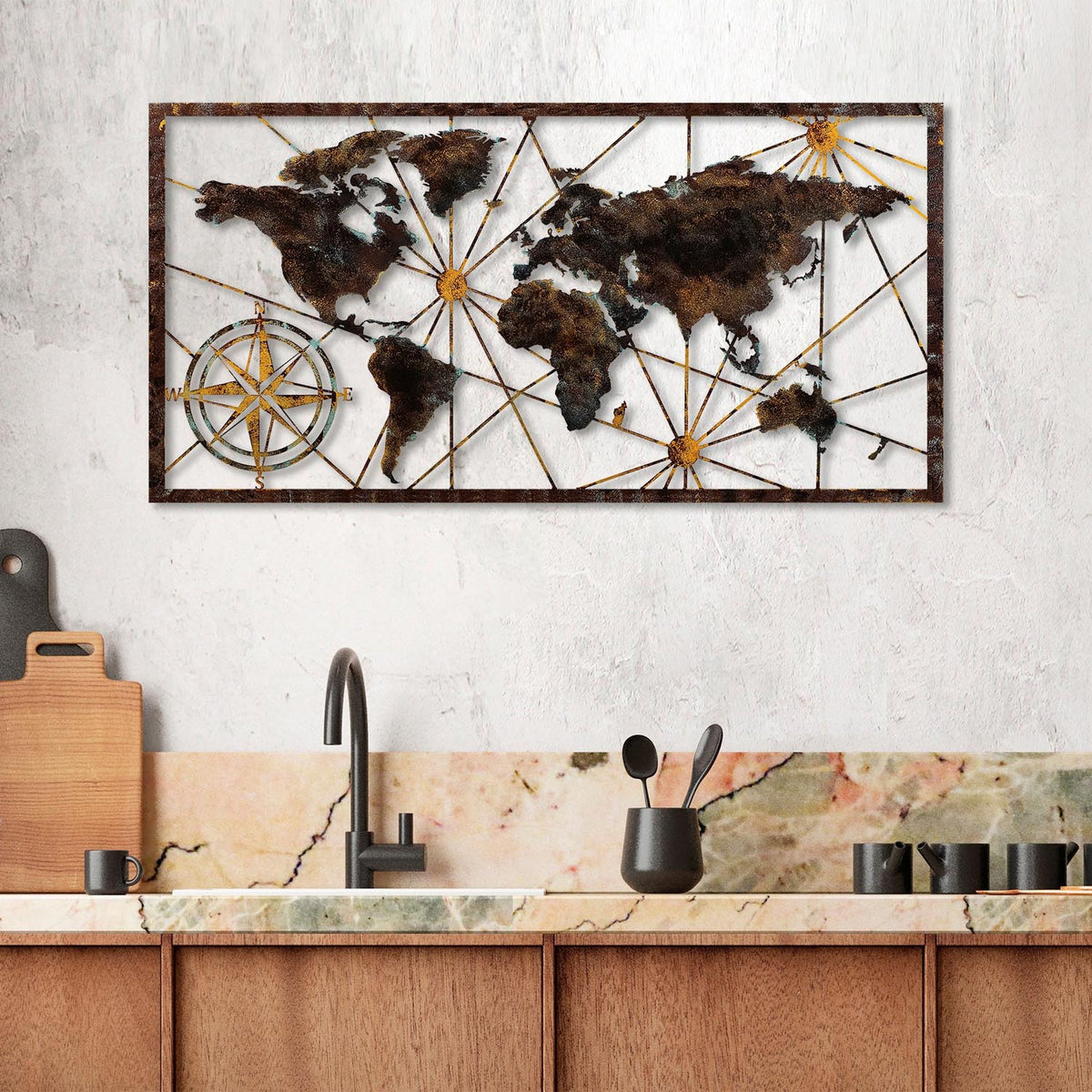 World Map Large Wanddeko - Mehrfarbig in Mehrfarbig präsentiert im Onlineshop von KAQTU Design AG. Wanddeko ist von Wallity