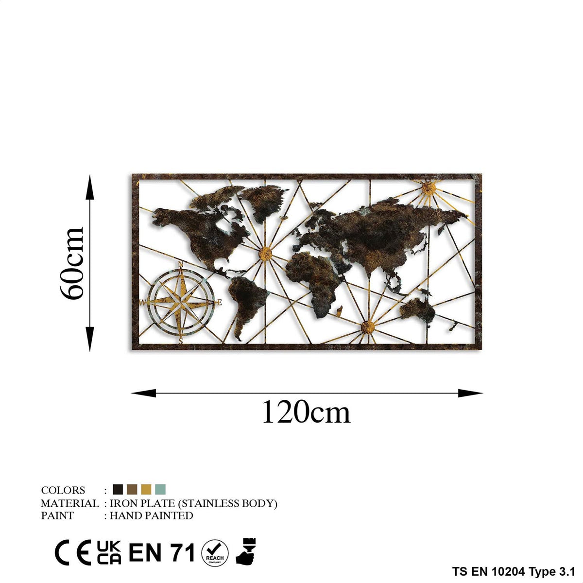 World Map Large Wanddeko - Mehrfarbig in Mehrfarbig präsentiert im Onlineshop von KAQTU Design AG. Wanddeko ist von Wallity
