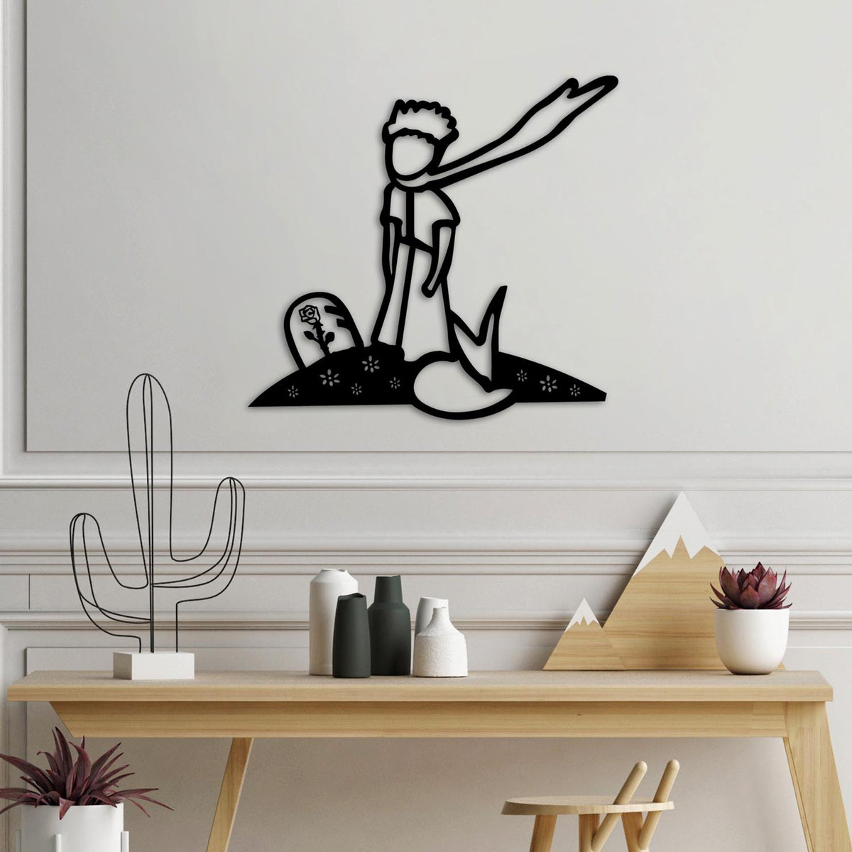 The Little Prince Wanddeko - Schwarz in Schwarz präsentiert im Onlineshop von KAQTU Design AG. Wanddeko ist von Wallity