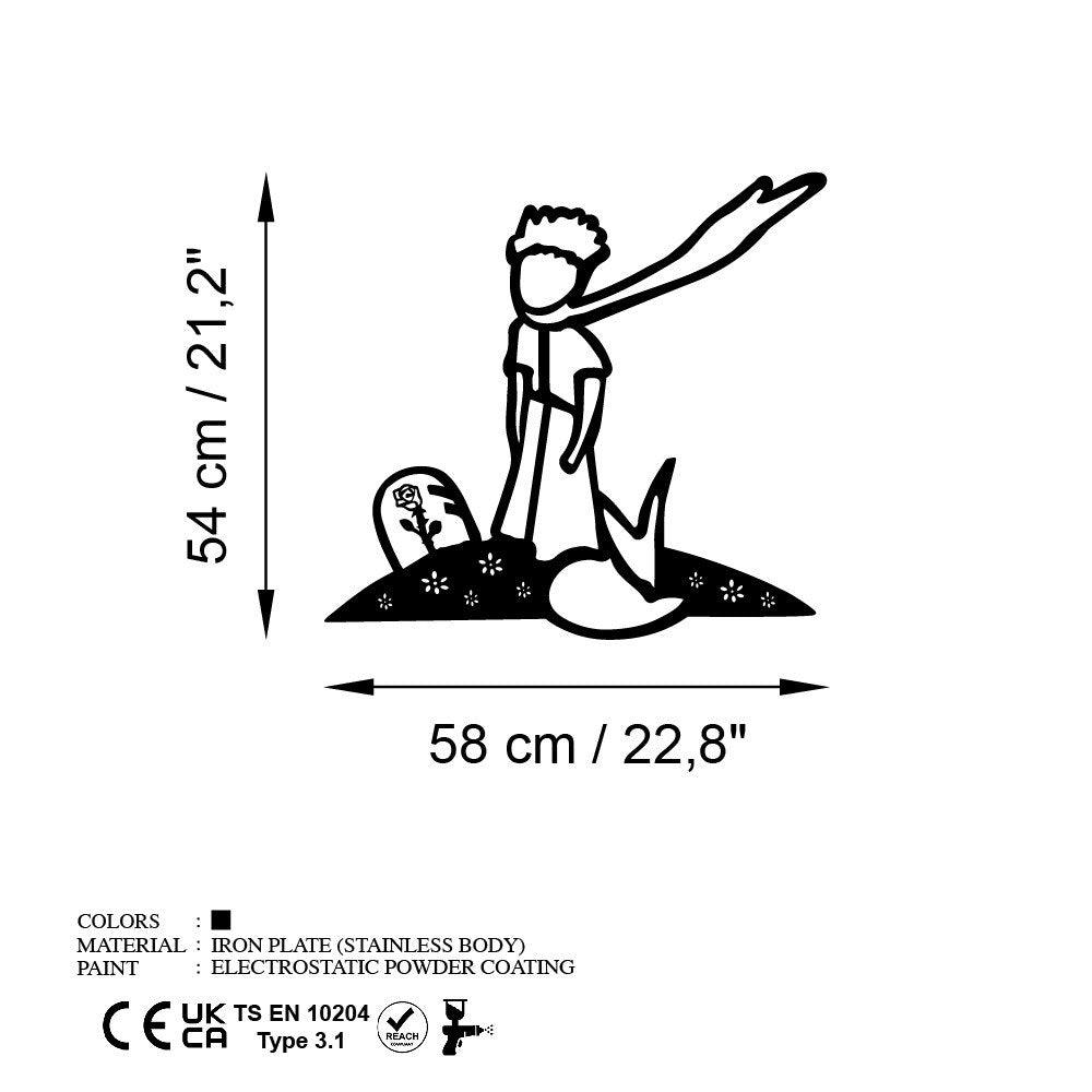 The Little Prince Wanddeko - Schwarz in Schwarz präsentiert im Onlineshop von KAQTU Design AG. Wanddeko ist von Wallity