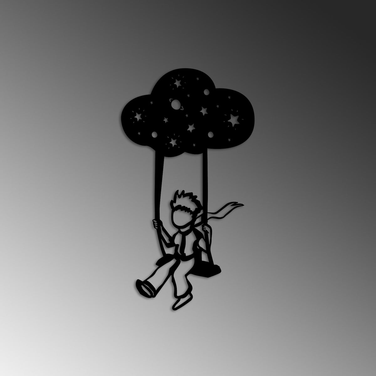 The Little Prince Wanddeko - Schwarz in Schwarz präsentiert im Onlineshop von KAQTU Design AG. Wanddeko ist von Wallity