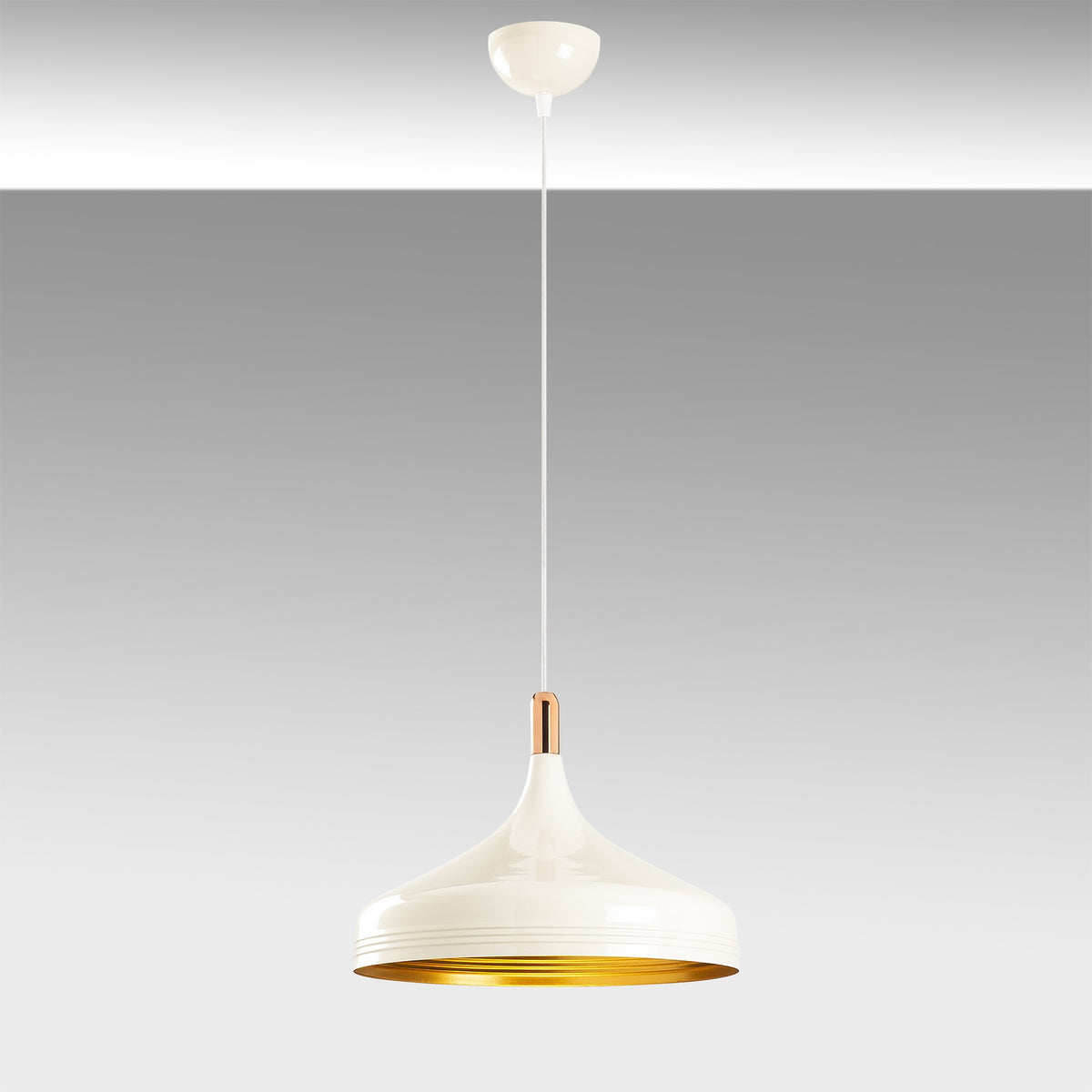 Sağlam Pendellampe - Weiss Gold Kupfer in Weiss Gold Kupfer präsentiert im Onlineshop von KAQTU Design AG. Pendelleuchte ist von Opviq