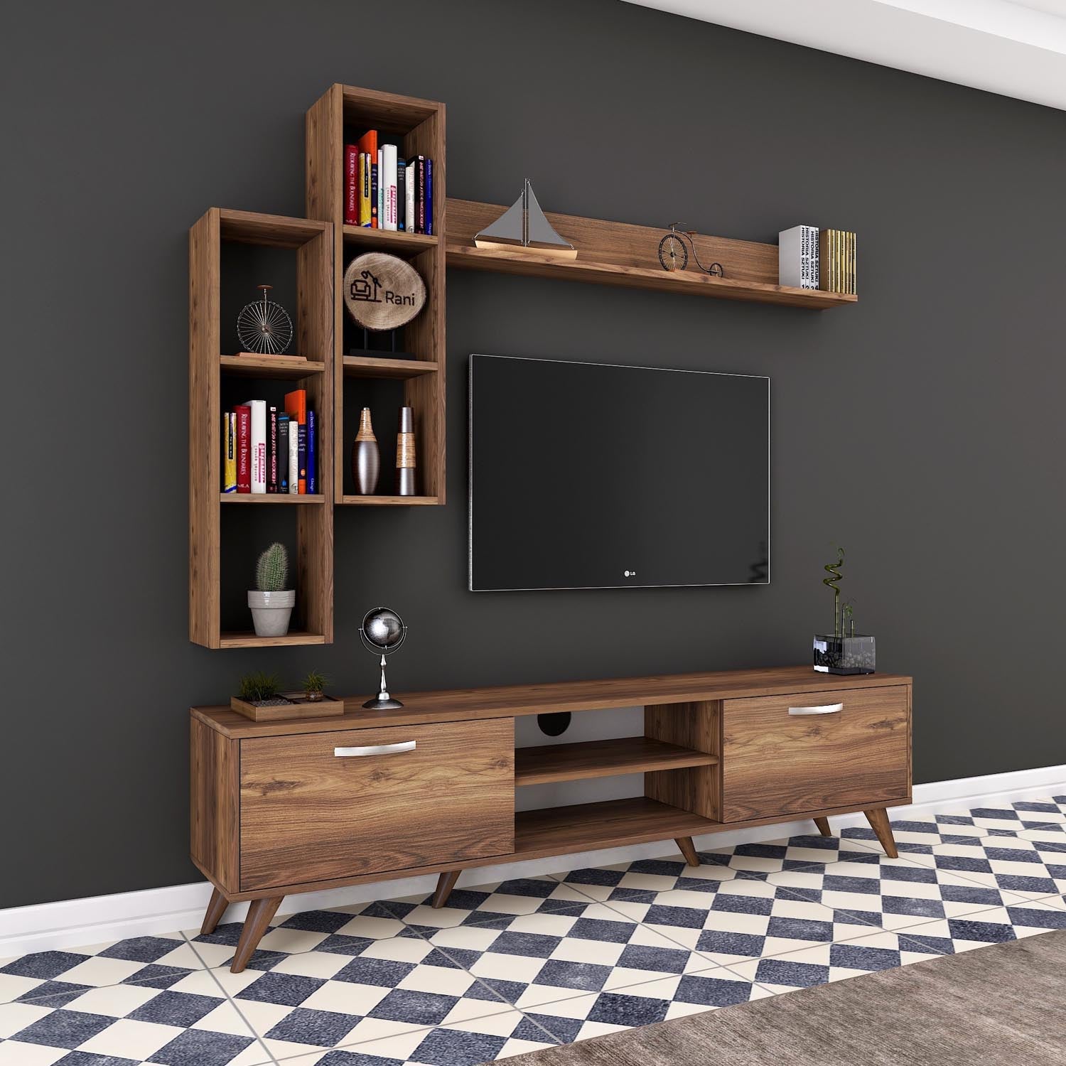 M16 - 262 in Walnuss präsentiert im Onlineshop von KAQTU Design AG. TV-Möbel ist von Hanah Home
