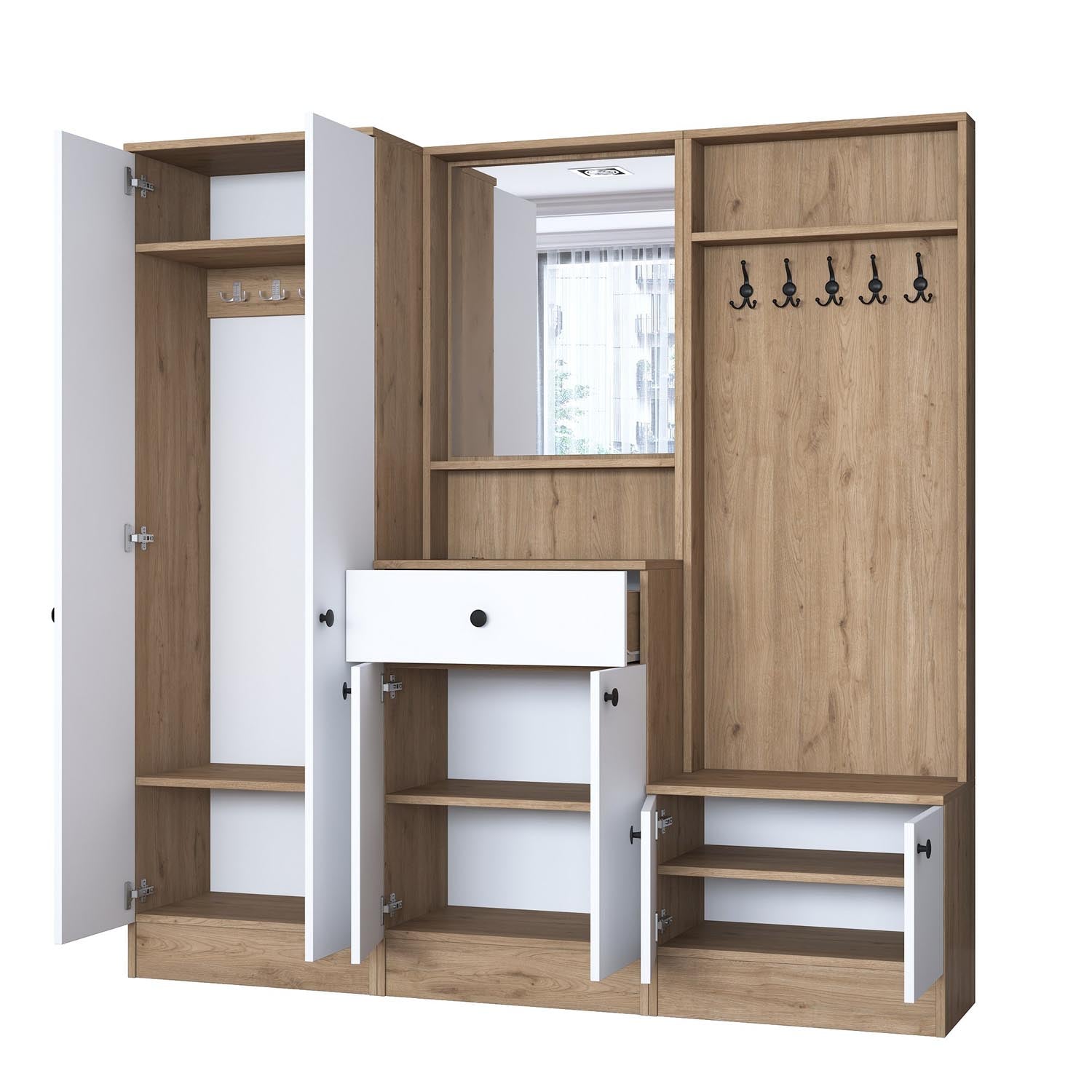 P6 - M3 - 2490 in Weisser Walnuss präsentiert im Onlineshop von KAQTU Design AG. Garderobe ist von Hanah Home