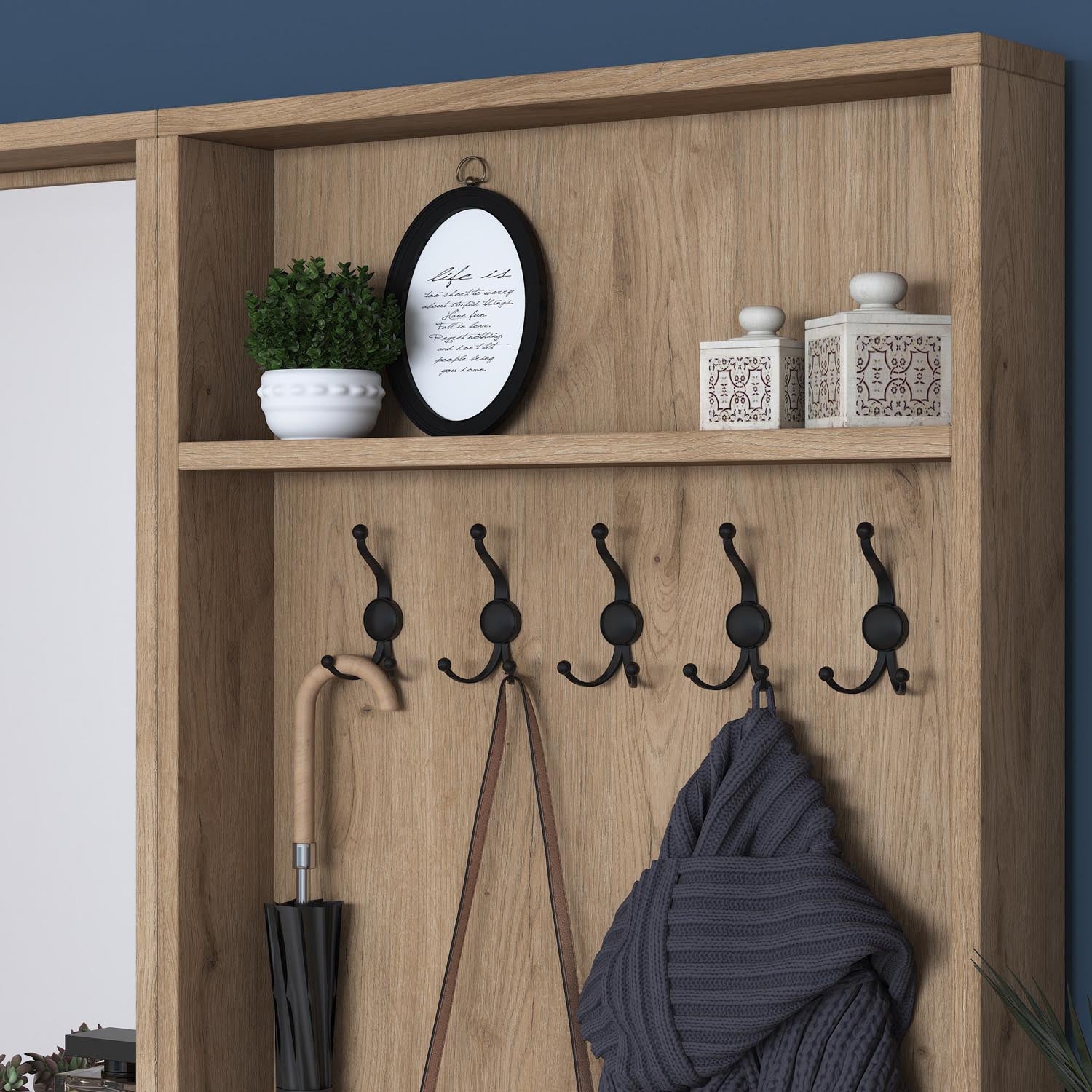 P6 - M3 - 2490 in Weisser Walnuss präsentiert im Onlineshop von KAQTU Design AG. Garderobe ist von Hanah Home