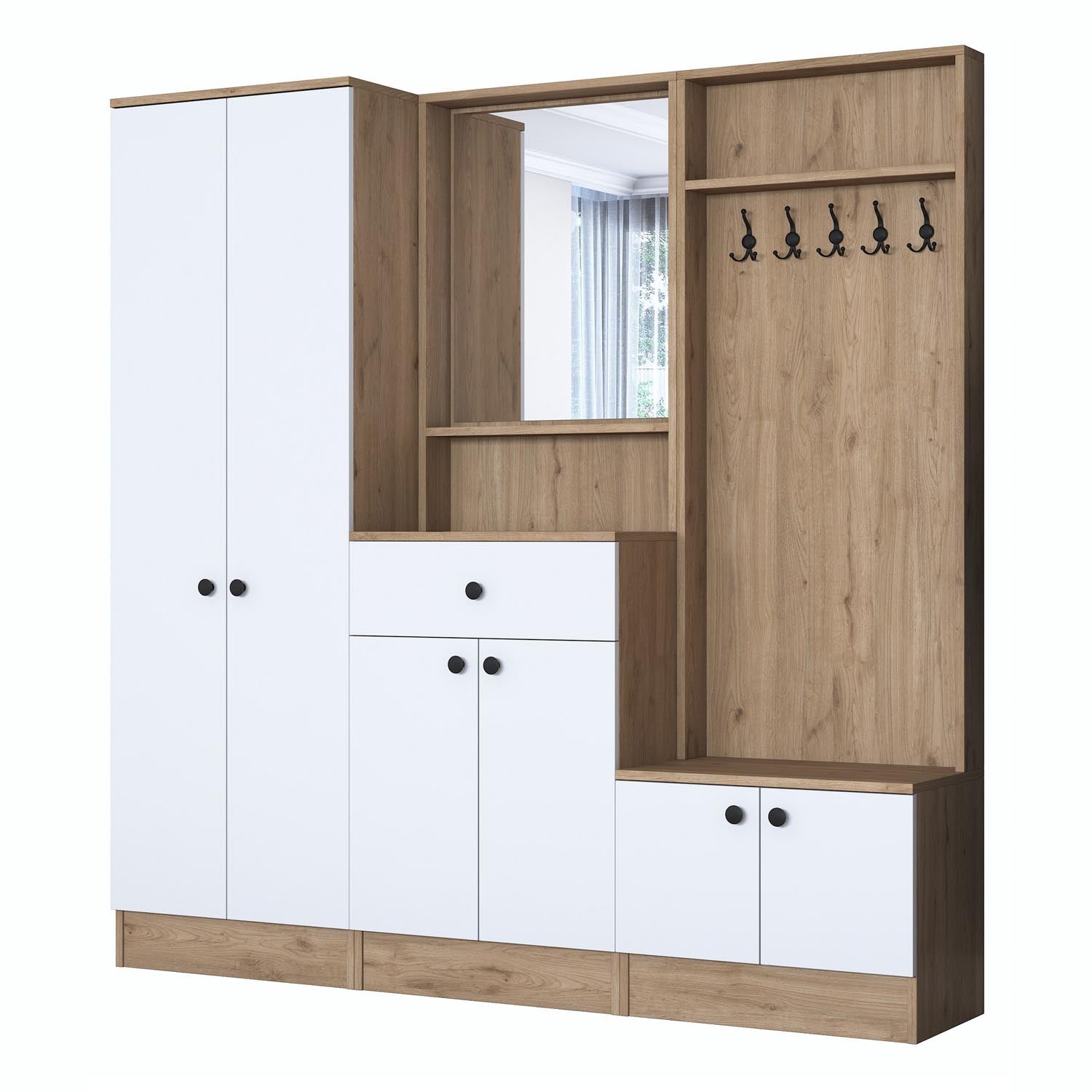 P6 - M3 - 2490 in Weisser Walnuss präsentiert im Onlineshop von KAQTU Design AG. Garderobe ist von Hanah Home