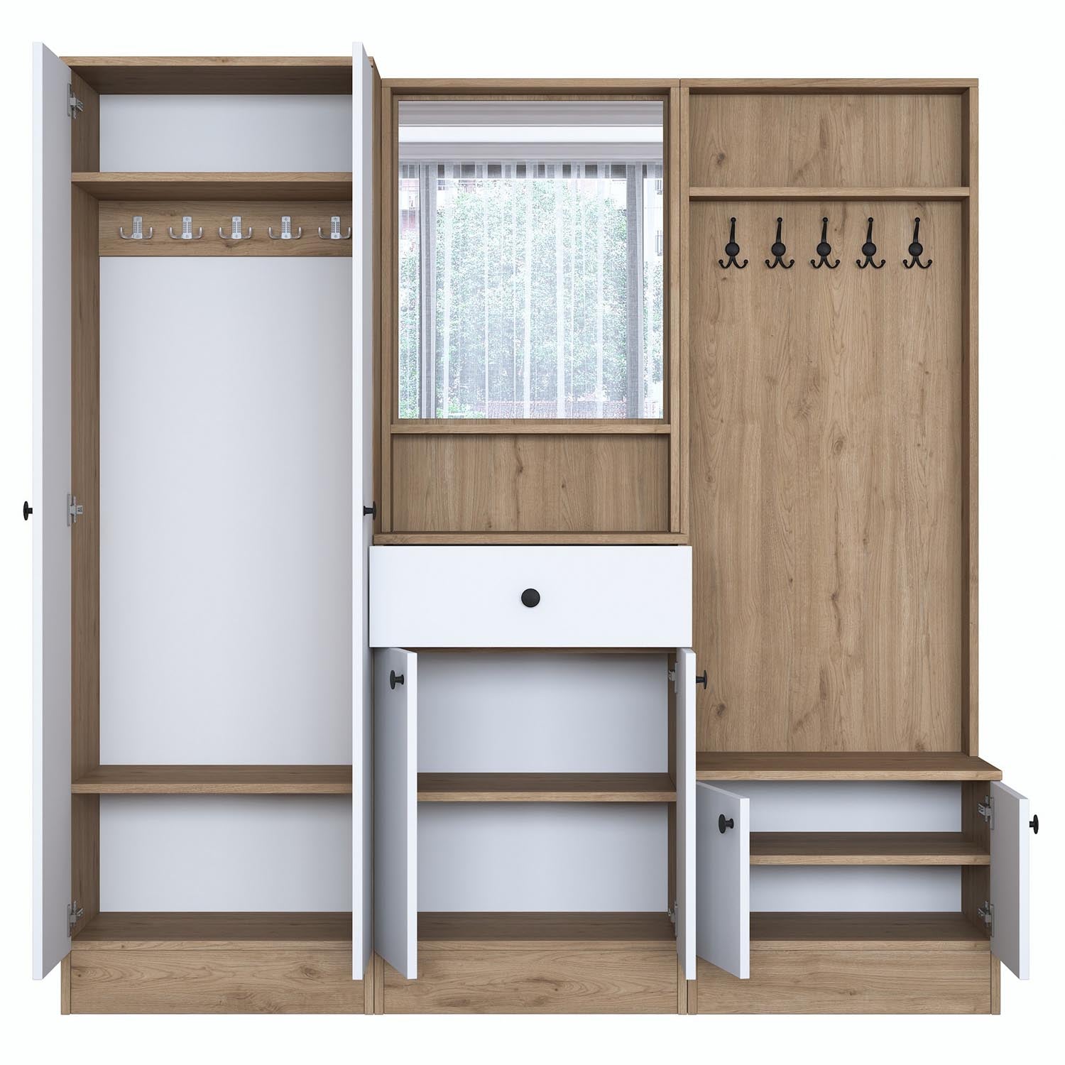 P6 - M3 - 2490 in Weisser Walnuss präsentiert im Onlineshop von KAQTU Design AG. Garderobe ist von Hanah Home